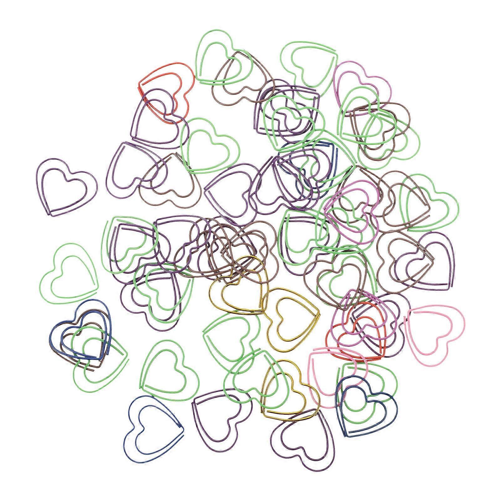 Heart-Shaped Clips 50Pcs Decorative Paper Clips Home Use Assorted Color Functional Organizing