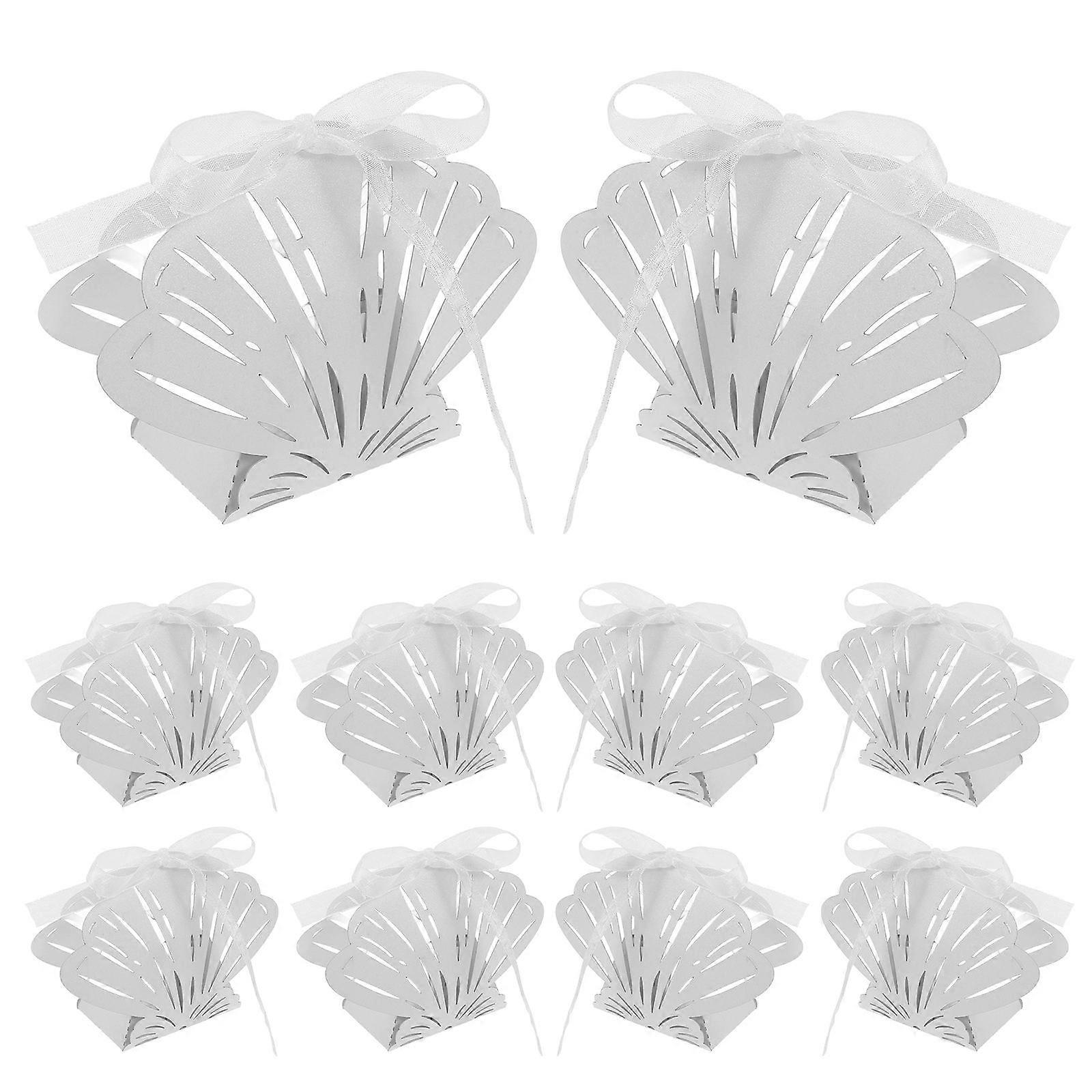 100Pcs Hollow-Out Shell Shape Candy Boxes Wedding Event Favor Containers For Festival Use