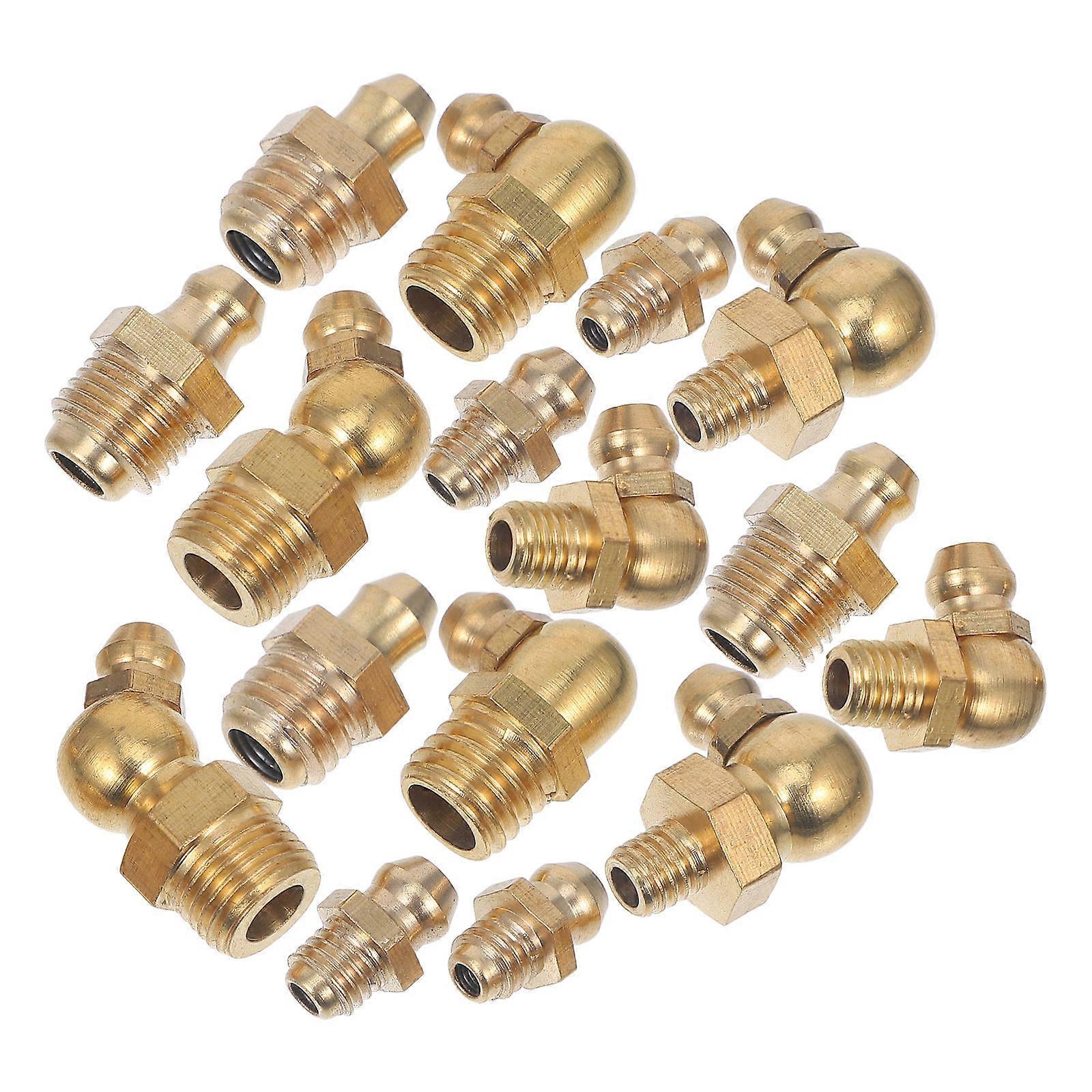 Grease Fitting Kit Brass Straight and Angled Grease Nozzles 1Set for Motorcycle