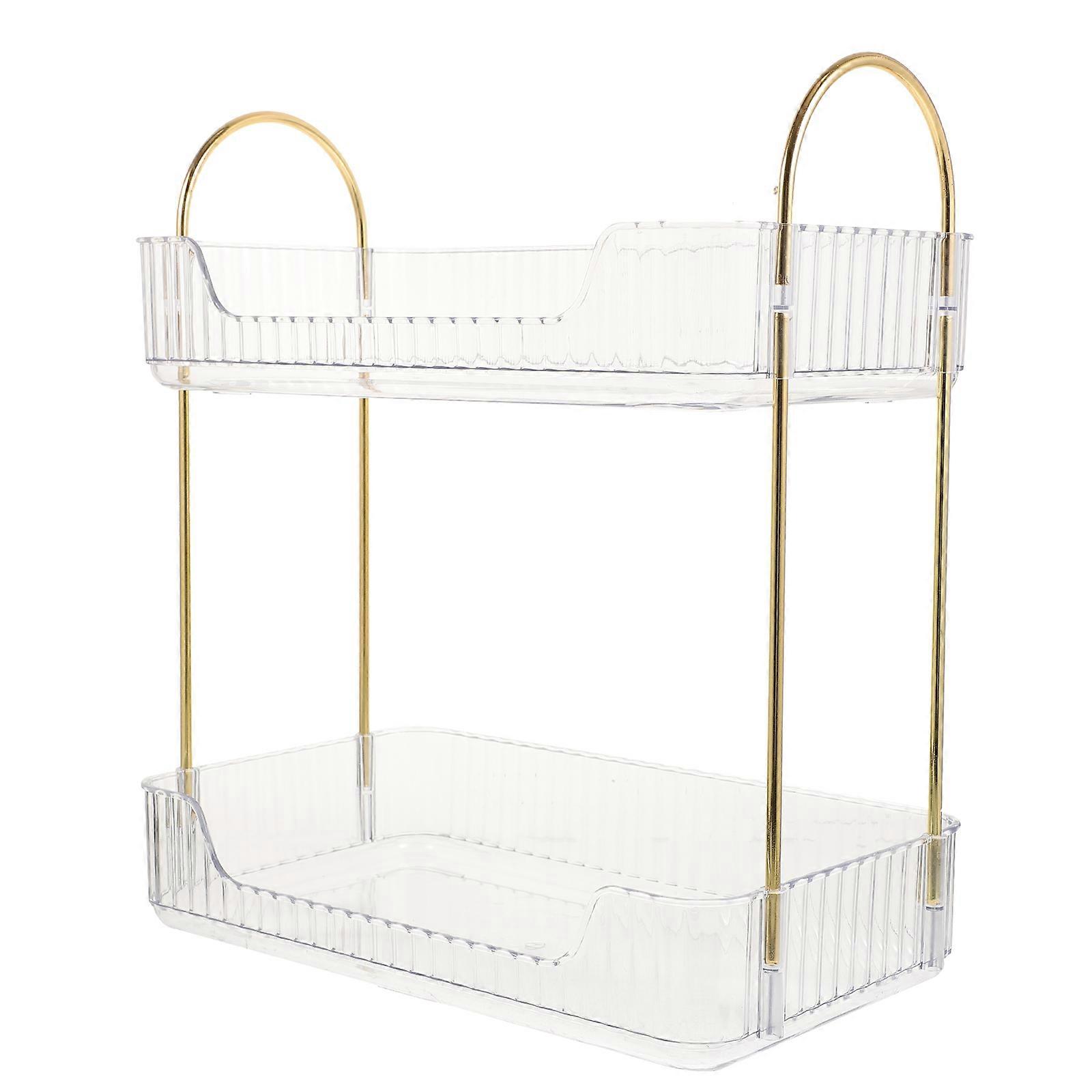 Transparent Countertop Shelf Organizer for Storage Use 2-Tier Corner Shelf