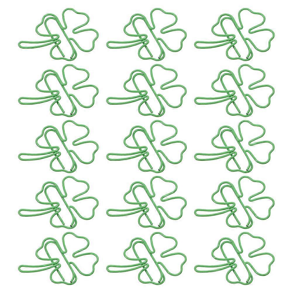 Funny Paper Clips Four Leaf Design for Office Use 300Pcs Green Metal