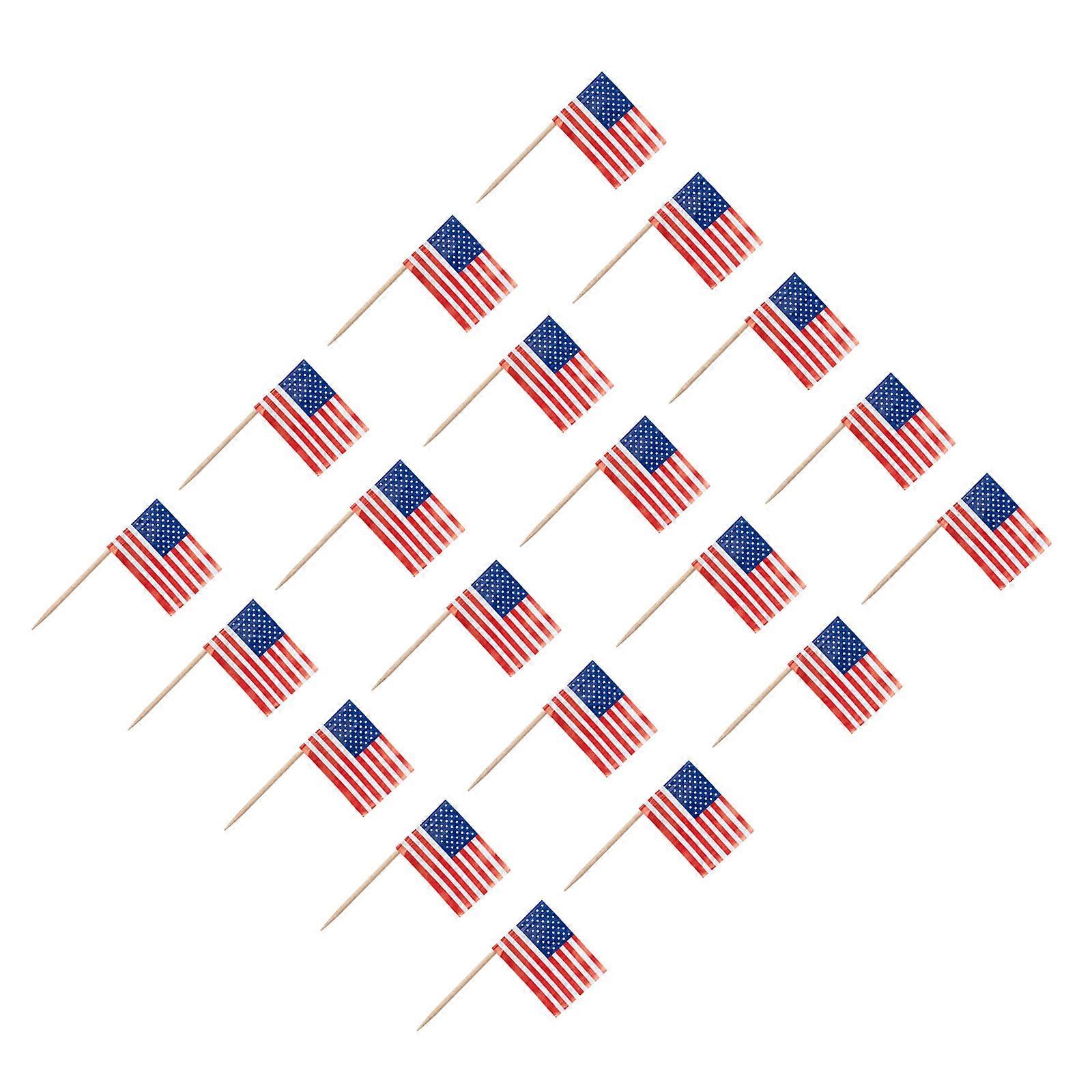 American Flag Toothpicks for Decor 100Pcs Cupcake Topper and Fruit Picks
