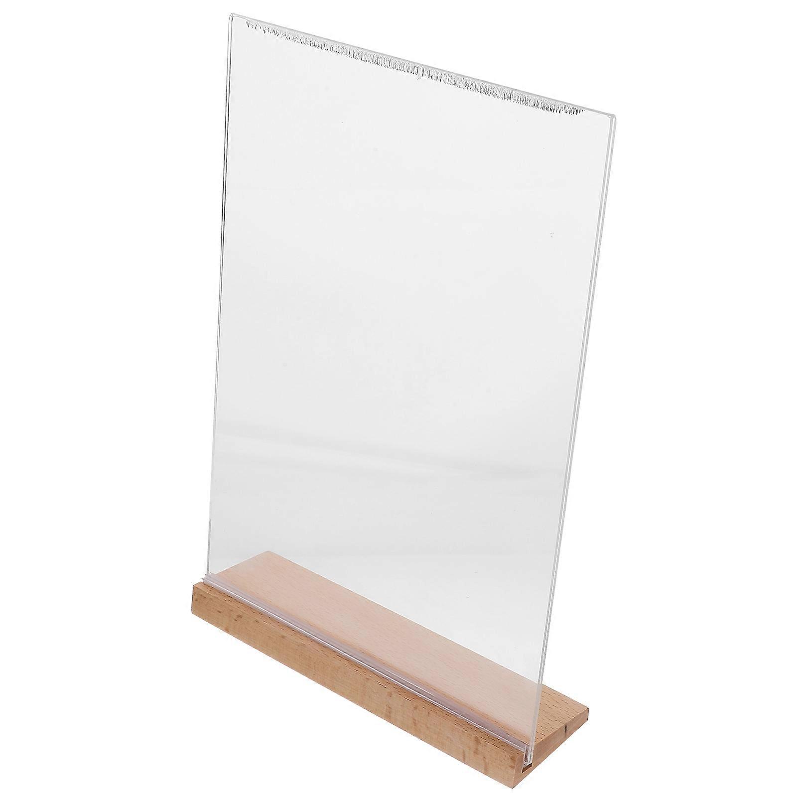 Clear Acrylic Sign Holder for Display 2Pcs with Wood Base