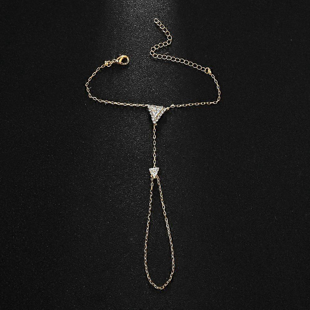 Nueva pulsera de dedo geométrica triangular, pulsera de circón simple, nicho que combina con todo