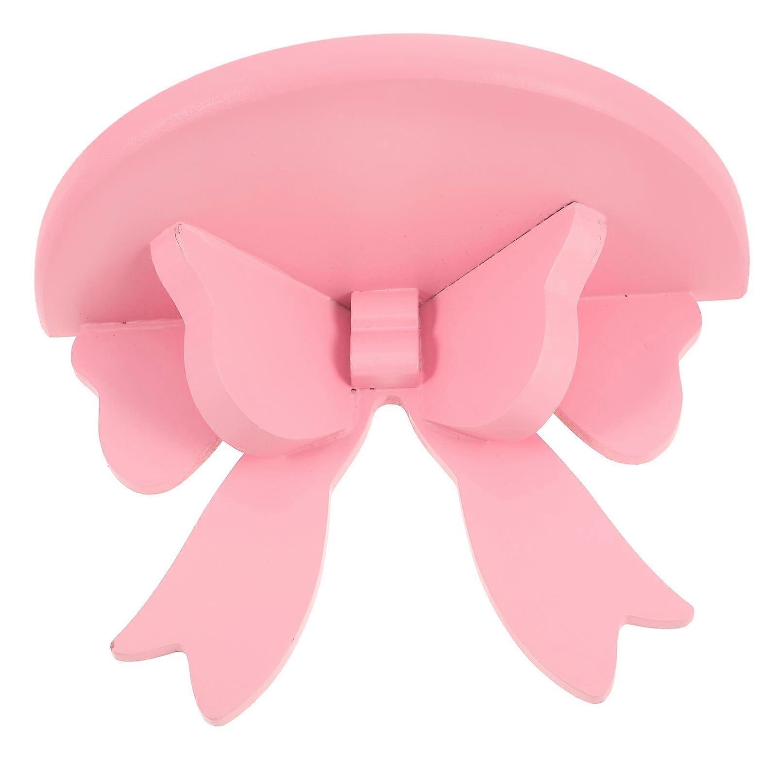 Pink Wooden Floating Bow Shelf for Wall Mounted Storage 4Pcs Shelf Set