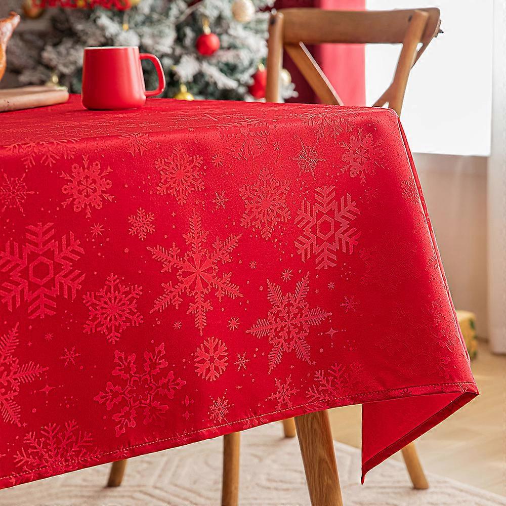 Christmas Snowflake Pattern Tablecloth Retro American Festive Rectangular Tea Table Cover Red Snowflakes 60x60cm