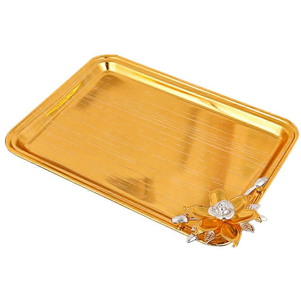 Rectangular Metal Serving Tray 3Pcs Decorative Platter Suitable For Home Parties And Special Gatherings Golden Color