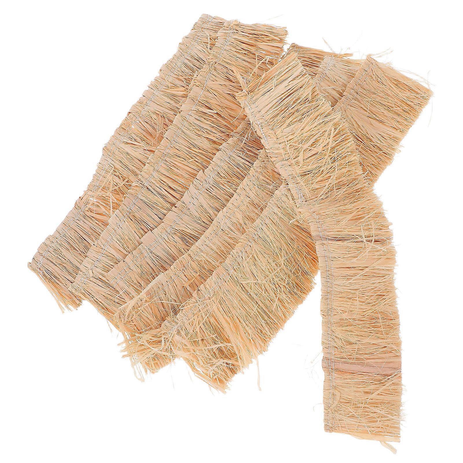 6Pcs Realistic Miniature Straw Roof Thatch Ideal for Diy Projects and Miniature Landscaping - Khaki Grass Material for Crafting Rustic Dollhouse Decor