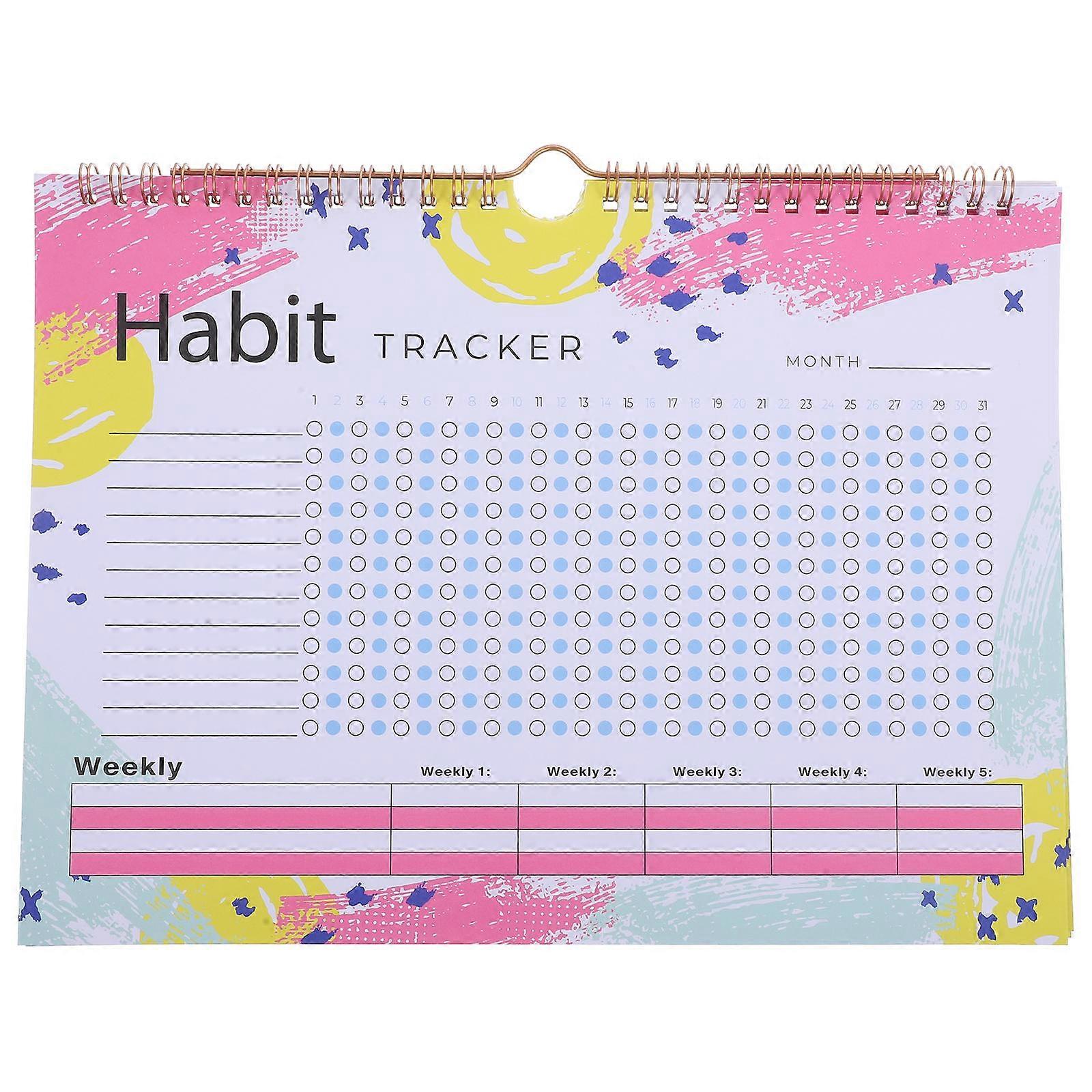 Habit Tracker Planner for Planning 4Pcs English Spiral Monthly Habit Tracker Journal