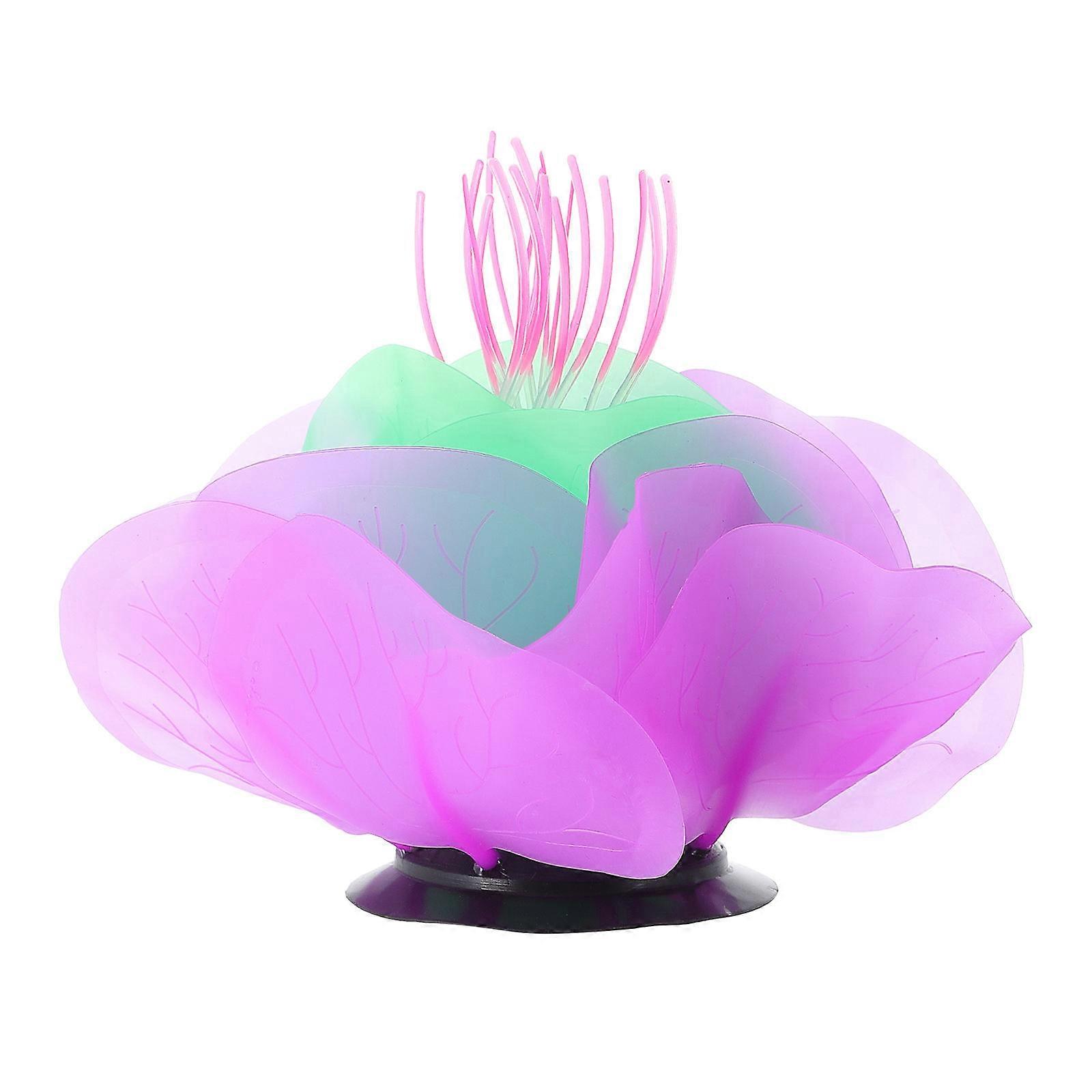 Artificial Water Lily Fluorescent Lotus Flower for Aquarium Decor Silicone