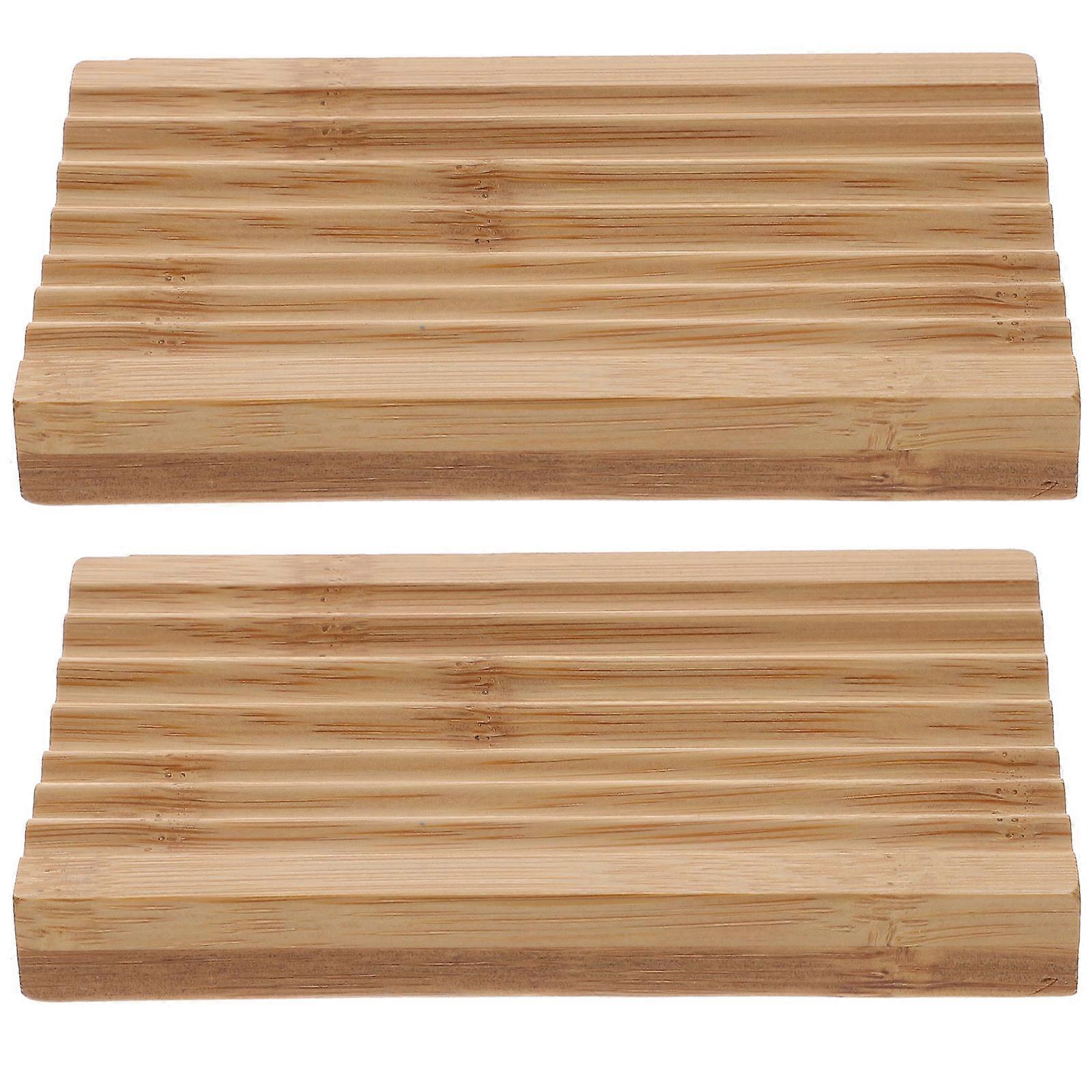 Khaki Bamboo Soap Dish 6Pcs Practical Soap Holder for Bathroom