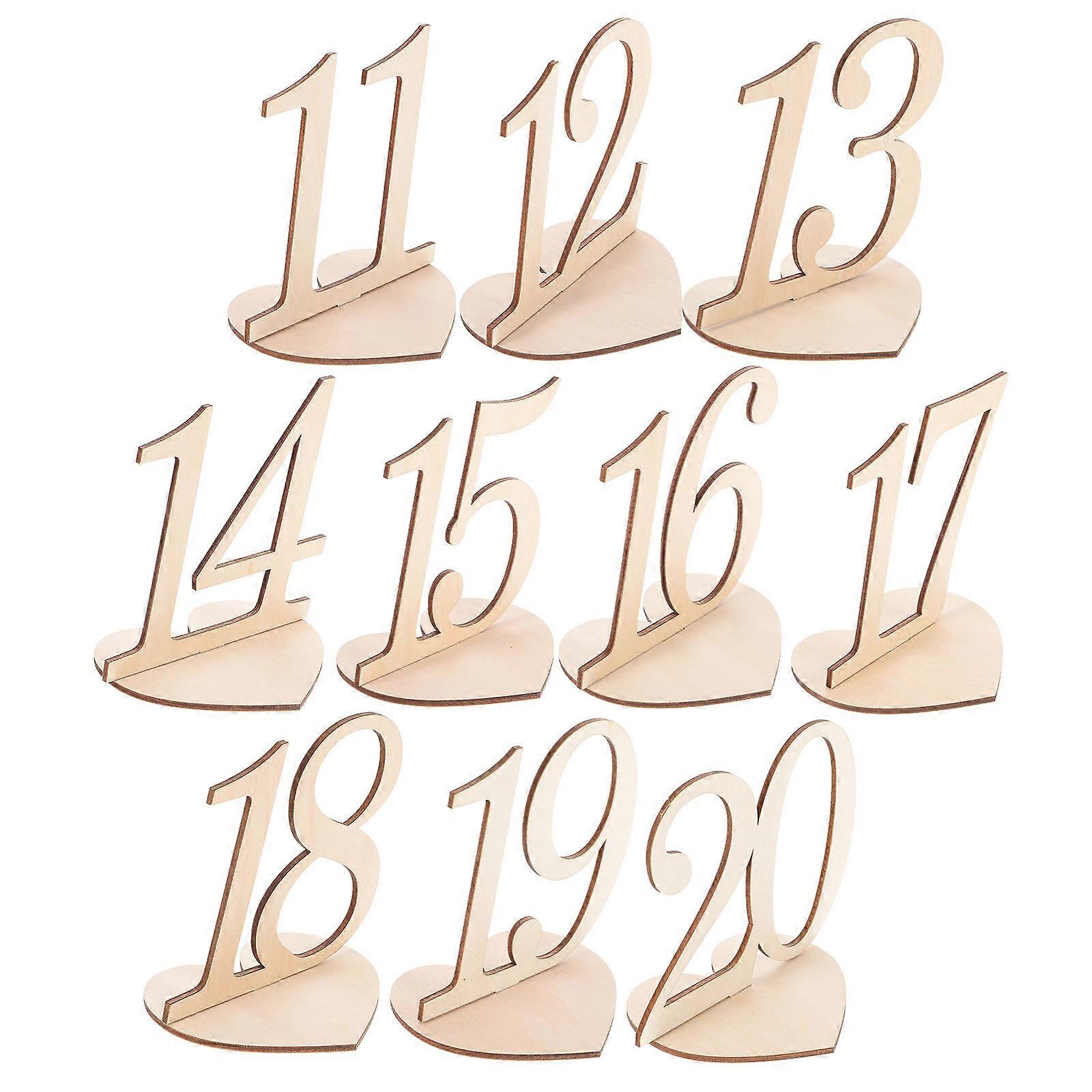 Wooden Table Numbers for Party Use with Heart Base 30Pcs Pack