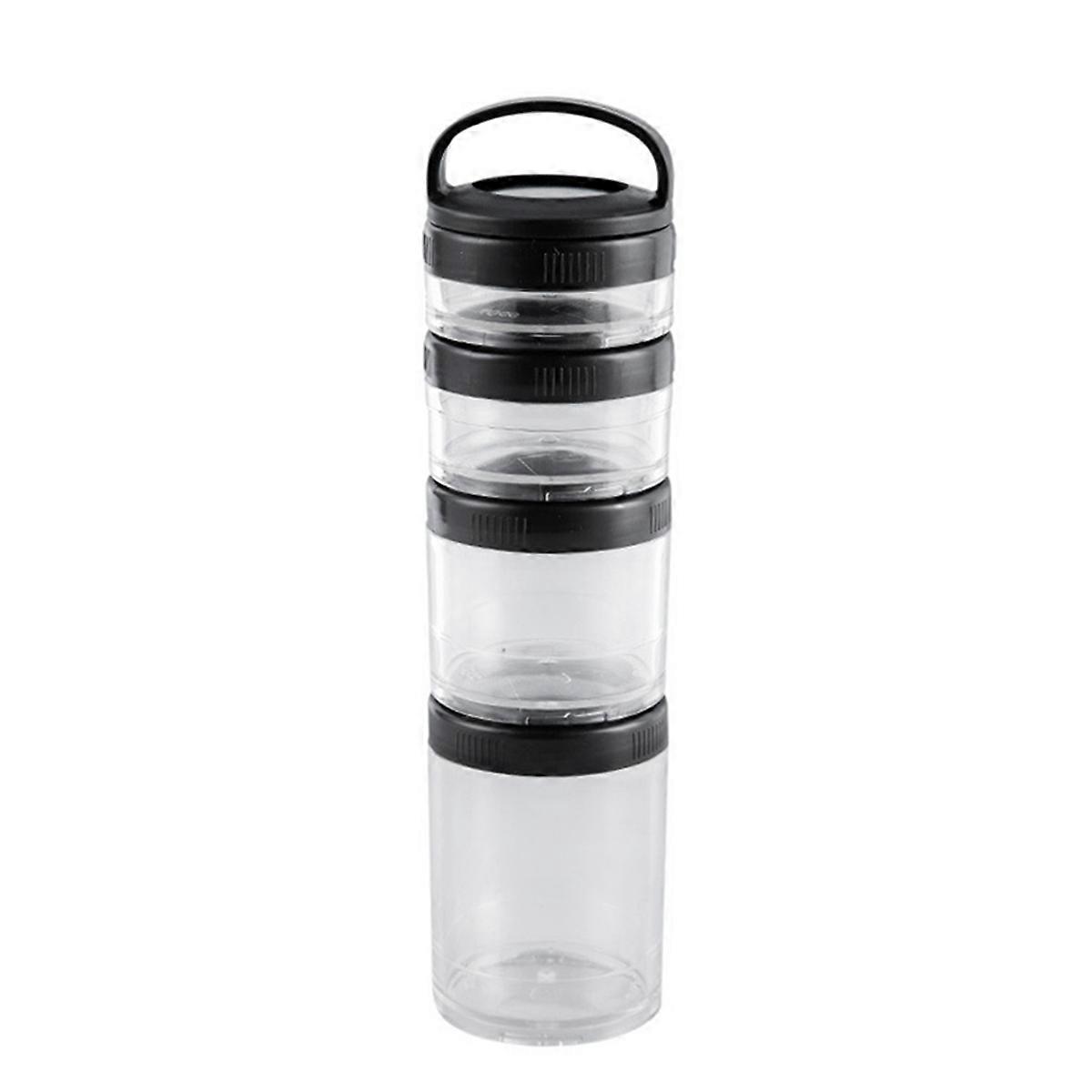 4 Stackable Snack Cups for School and Travel Transparent Black
