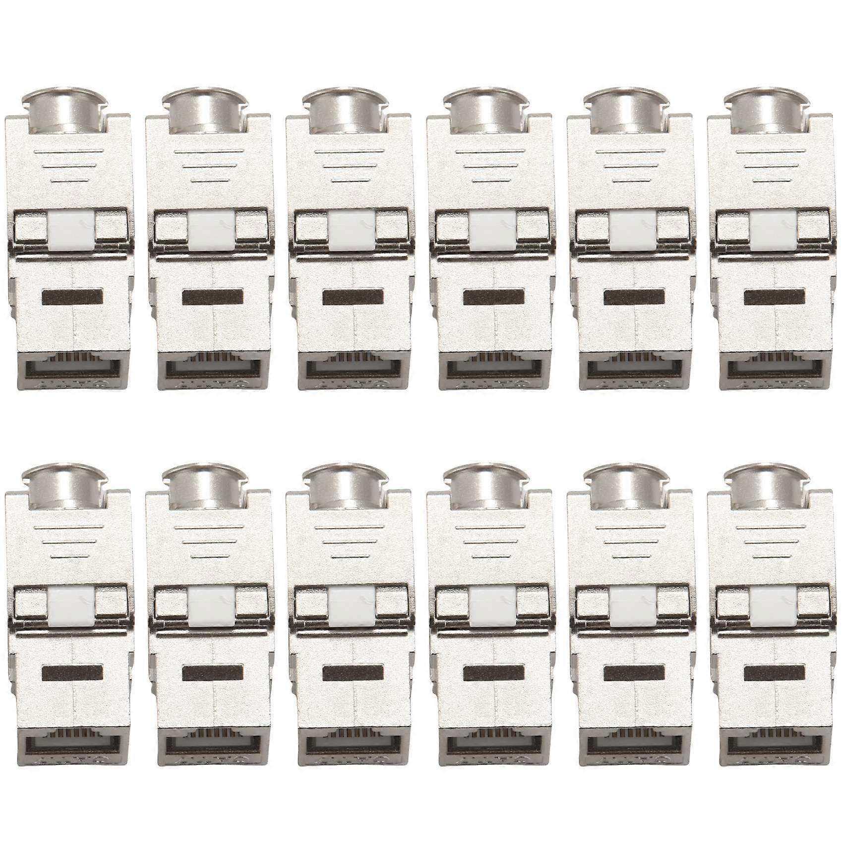 12 Pcs RJ45 Cat7 Cat6A Shielded Zinc Alloy Module Network Jack Connector Adapter 10GB Network