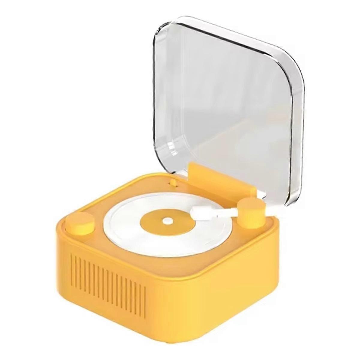Vintage Turntable Wireless Bluetooth Speaker Long Battery Yellow