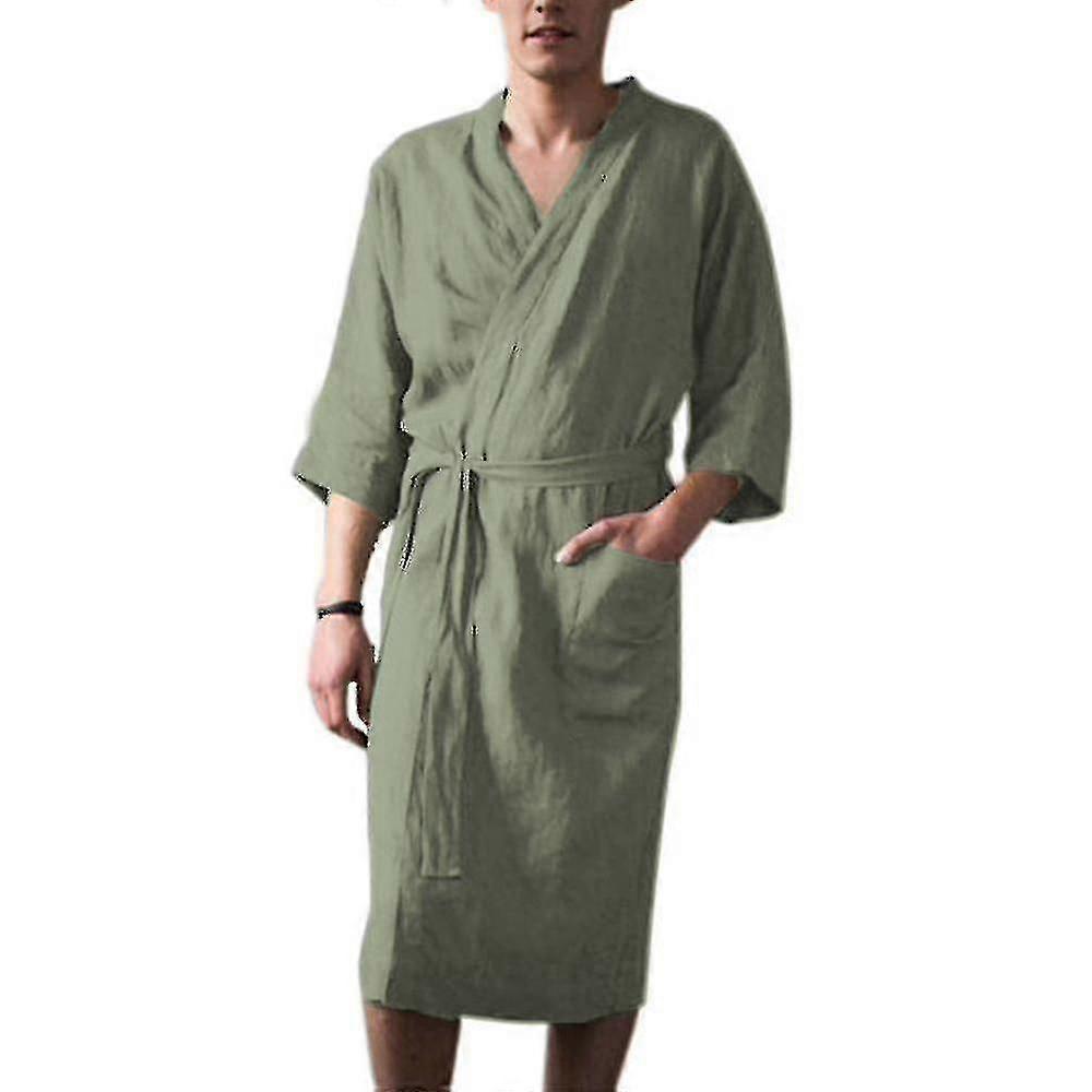 Män Badrock Bomull Linne 3/4 ärm Nattkläder Nattkläder Badrock Morgonrock PQD