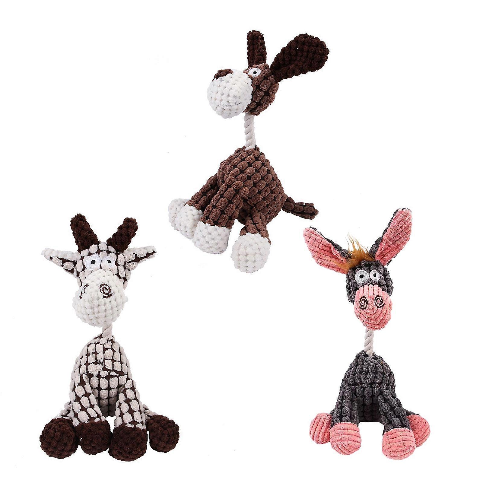 PetClub Dog Chew Toy 3PCS/Set Interactive Plush Squeaky Toys Dog Teething Dog Chew Toys