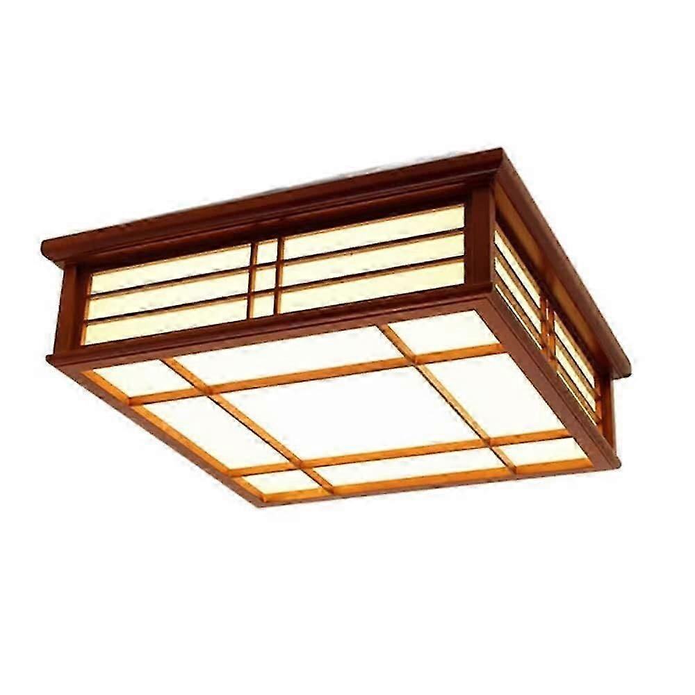 17.7in Japanese Style Wood LED Ceiling Light Dimmable With Remote Control, 24W, 2380 Lumens, For Study Bedroom, Tatami