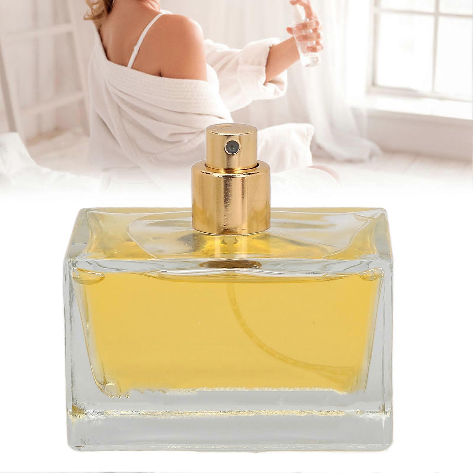 Perfume rectangular para mujer de 100 ml, color amarillo, fragancia de larga duración.