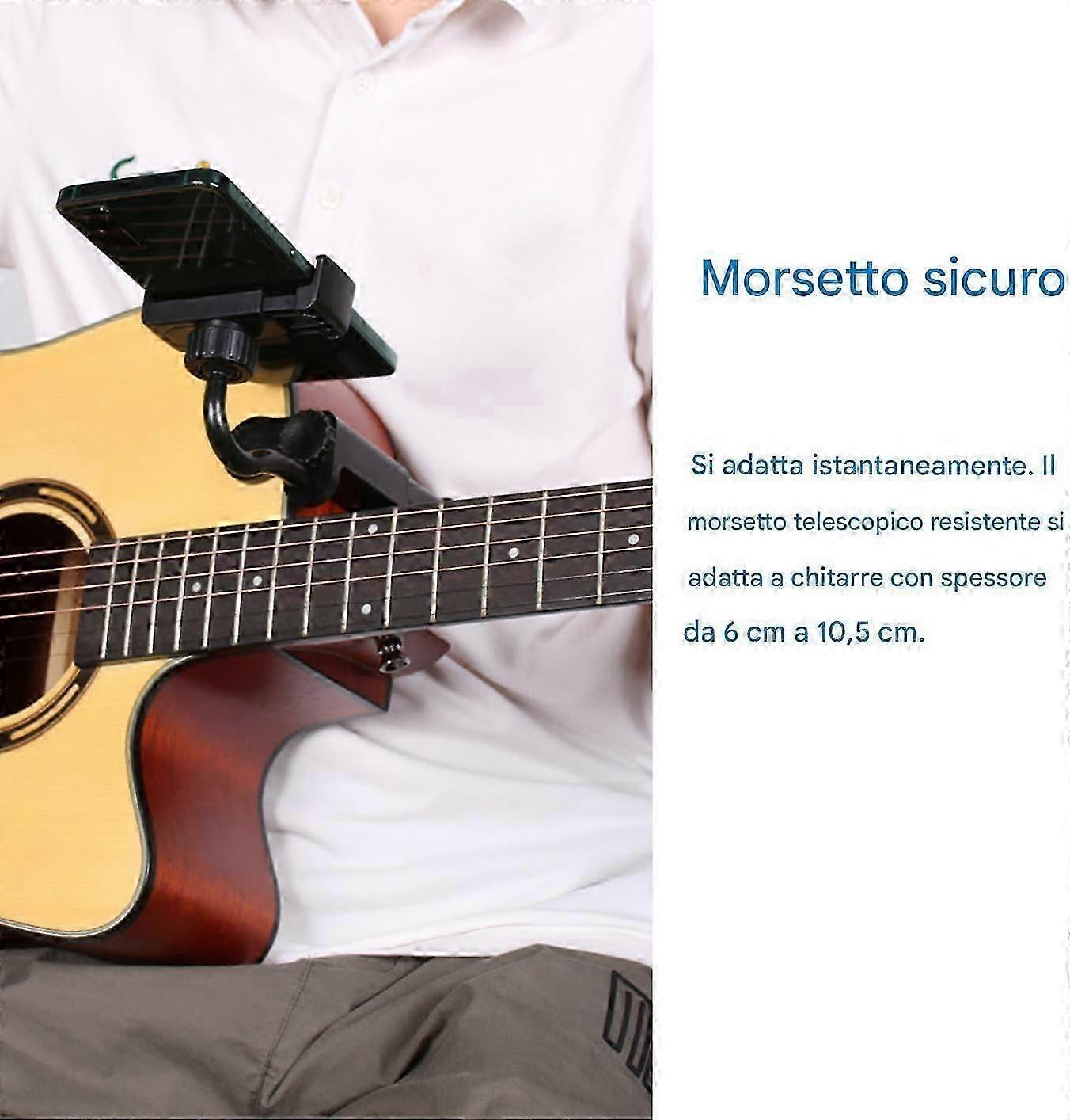 Guitar-Shaped Phone Holder with Clamp Attachment, Ideal for Streaming, Recording, and Travel in the UK