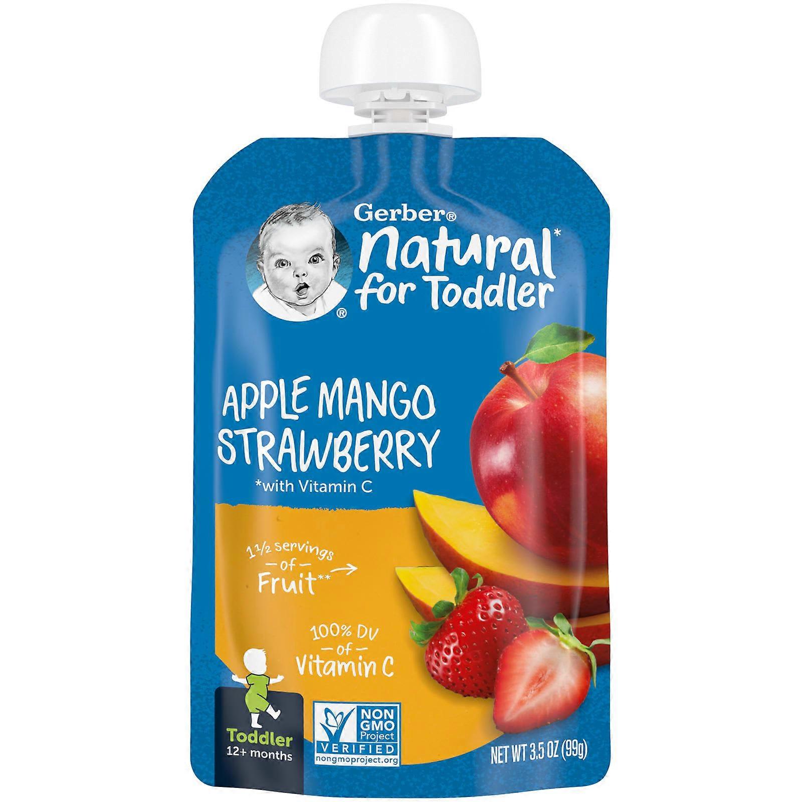 Natural for Toddler, 12+ Months, Apple, Mango, Strawberry with Vitamin C, 3.5 oz (99 g)
