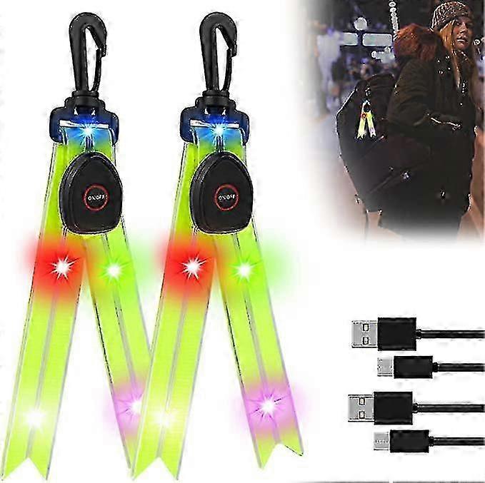 أدى وامض ضوء حقيبة مدرسية قابلة للشحن أدى عاكسات الأطفال حقيبة مدرسية سلامة ضوء عاكس حقيبة ظهر قلادة للركض المشي لمسافات طويلة الجري