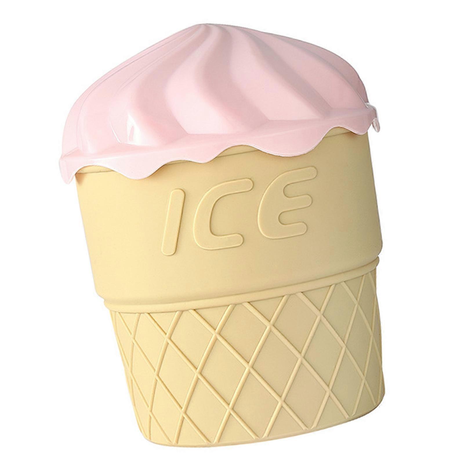 Ice Cream Shape Mold  Double-layer Ice Bucket with Lid Space saving Kitchen Gadget For Cold Dessert and Parties  Pink