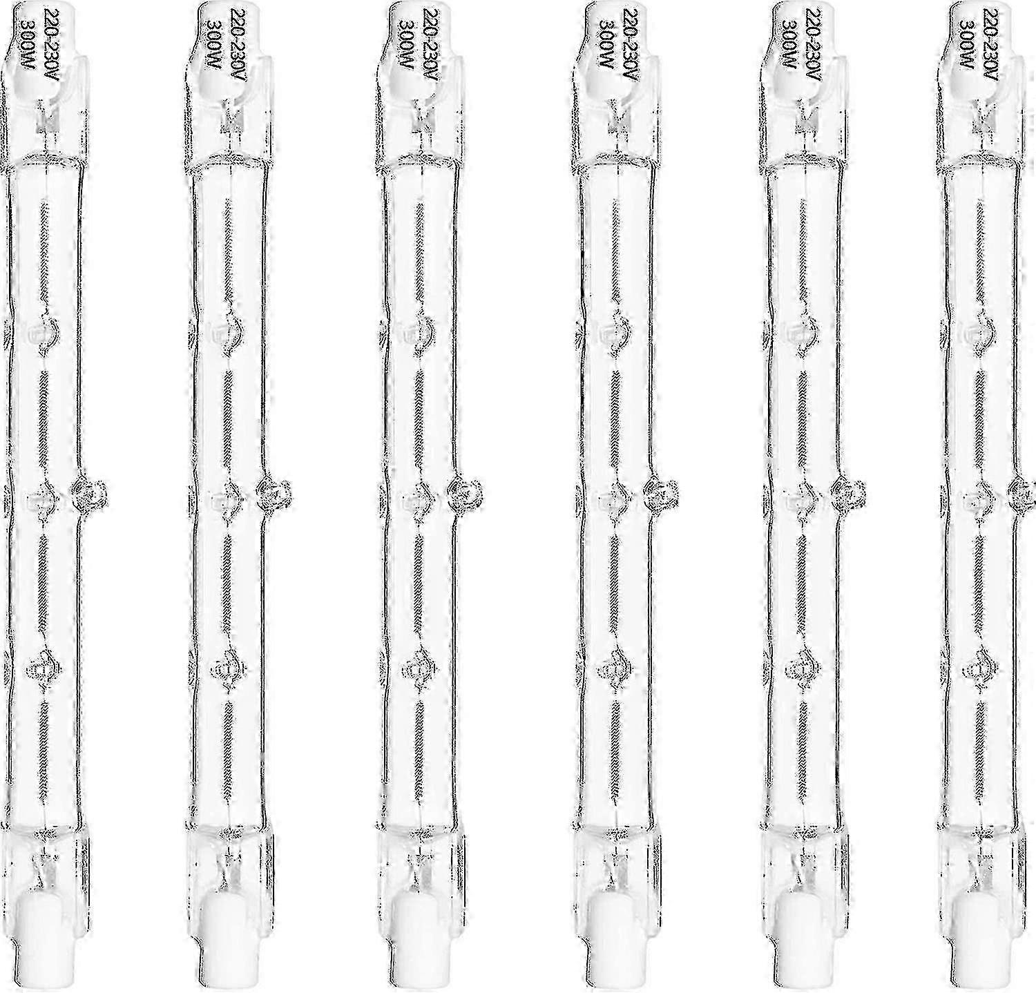 6 Pack Dimmable R7s Halogen Bulb - 118mm Length, 300w Warm White J-type Light Bulb for Floodlights & Security Lights