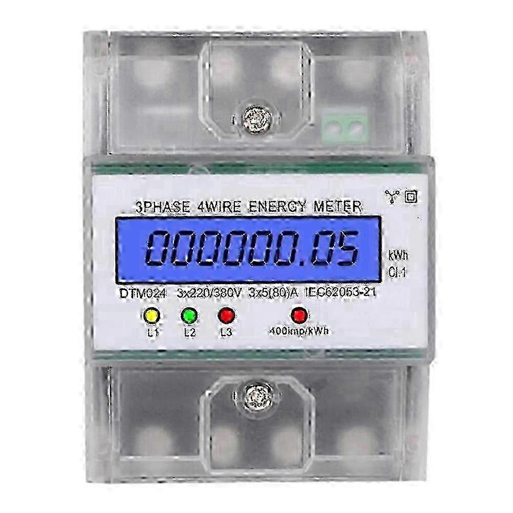 2025 3 Phase 4 Wire Energy Meter 220/380V 5-80A Energy Consumption kWh Meter DIN Rail Ins