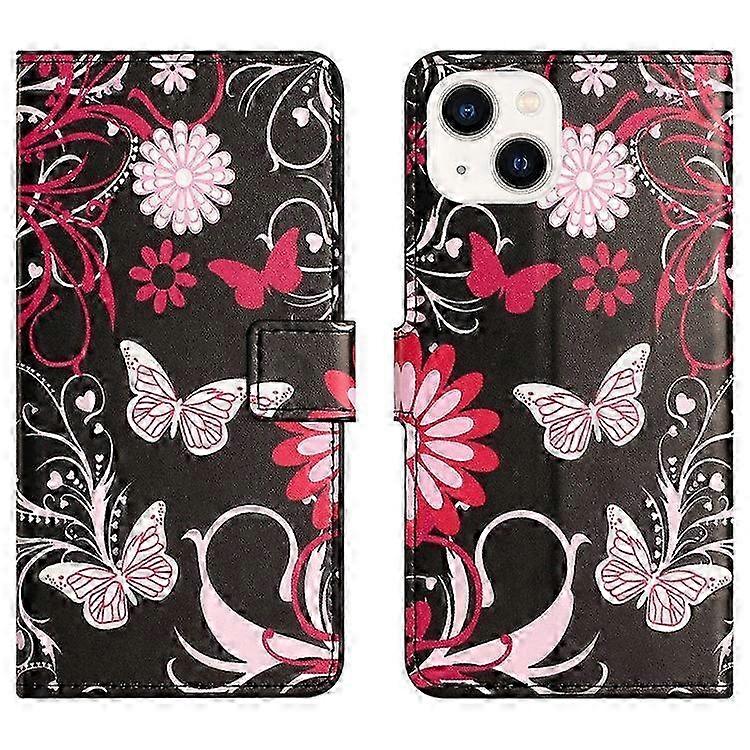 Compatible For iPhone 15 Pattern Printing Flip Case PU Leather Stand Wallet Phone Cover (New Model)