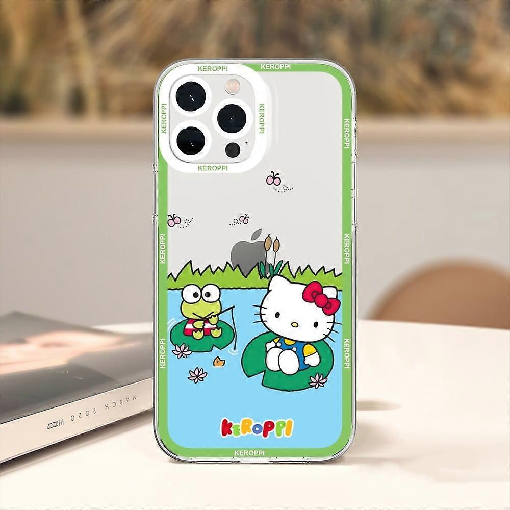 MINISO Sanrio Keroppi Phone Case For compatible with iPhone 11 12 Mini 13 14 15 Pro Max Transparent Shell