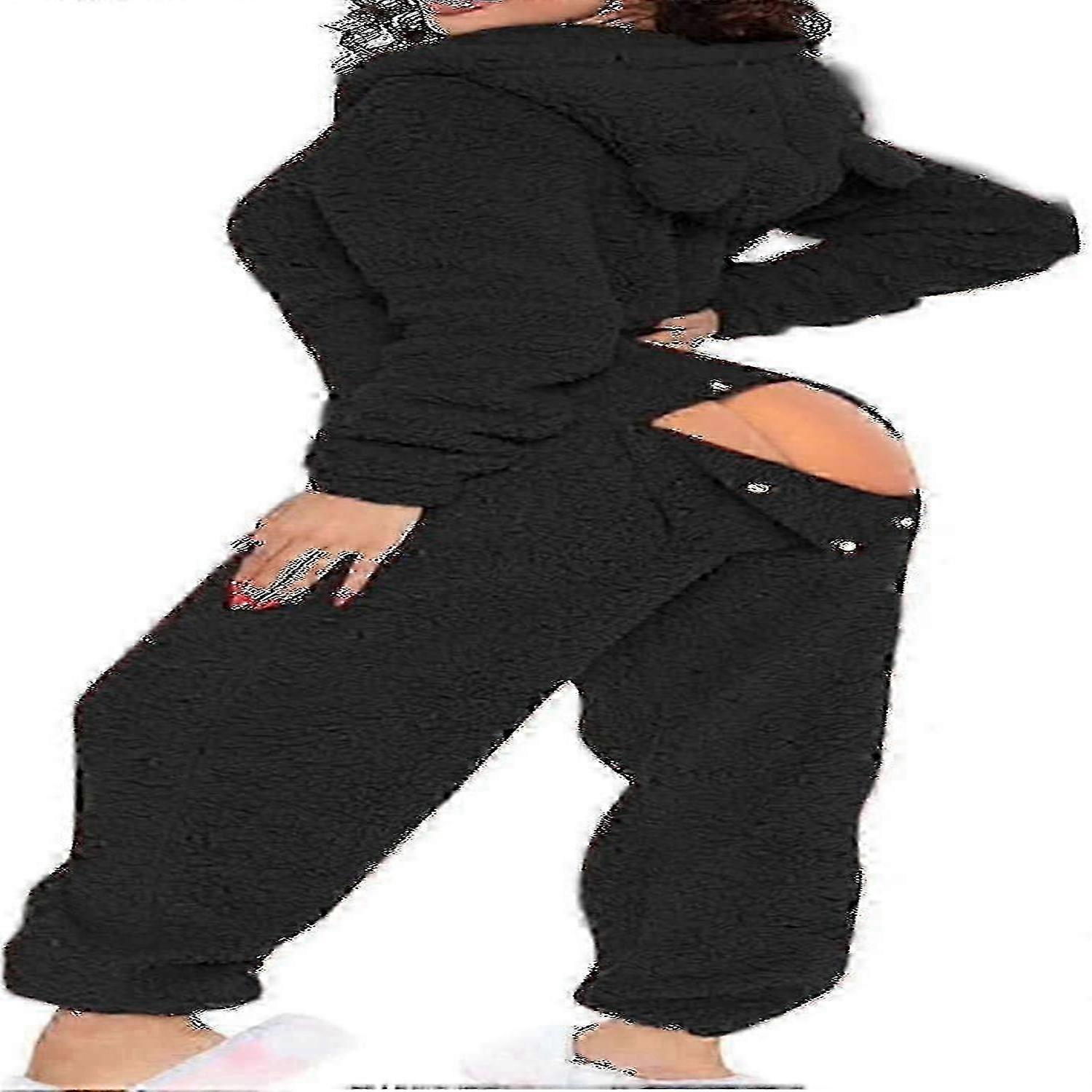 بيجامة نسائية من الفانيلا مع غطاء رأس وغطاء من الصوف لملابس نوم مريحة يوم الجمعة السوداء