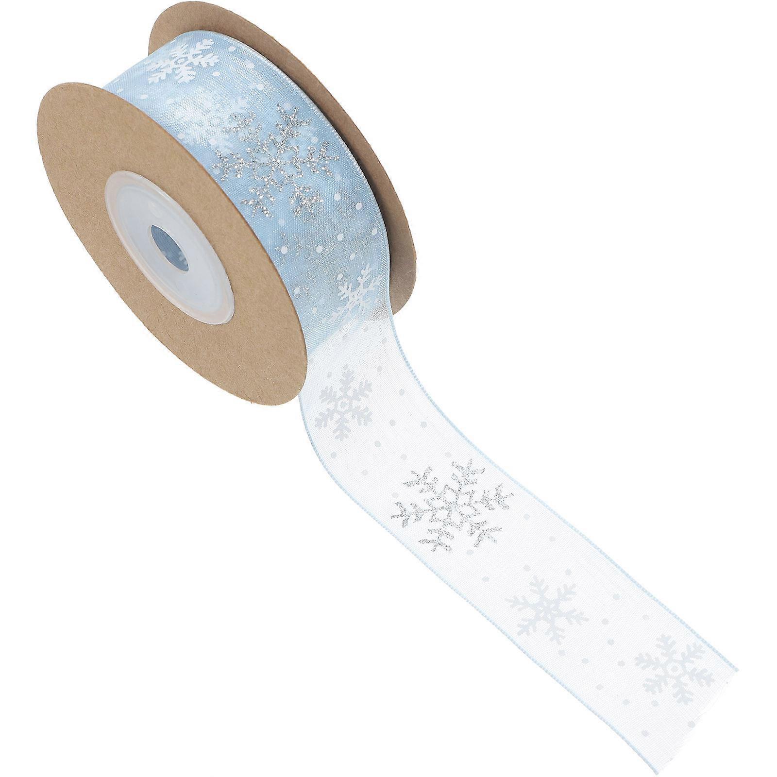 Snowflake Decorative Ribbon Chiffon Ribbon for Gift Wrapping 1 Roll
