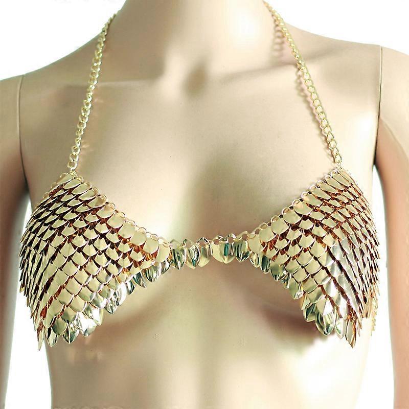 Luxury Scale Body Chain Jewelry Sexy Women Bra Harness Festival Music Cosplay Wear