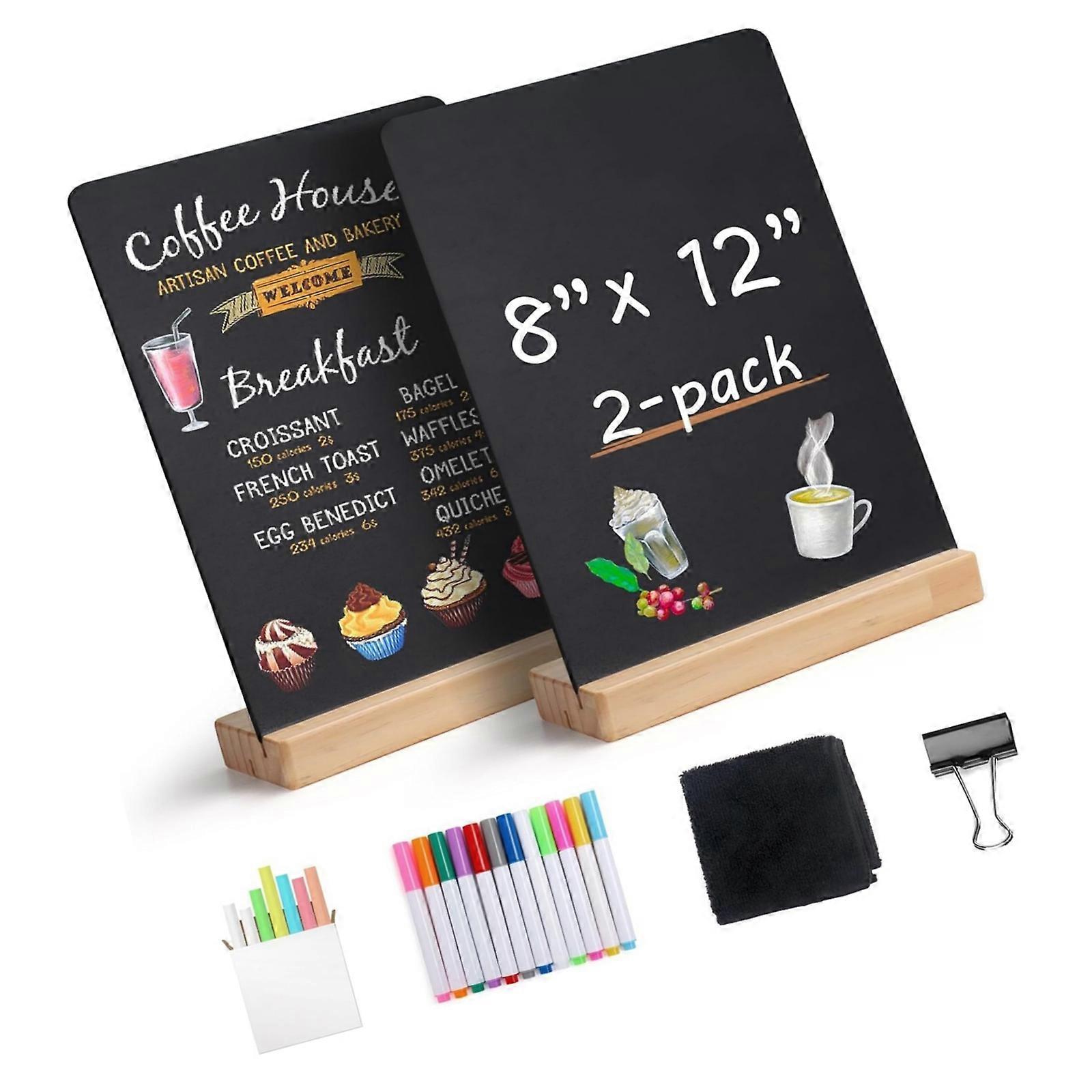 Multipurpose Decorative Erasable Message Chalkboard Set with Wood Stand Gift For Birthday Holidays And Artistic Projects Multicolor