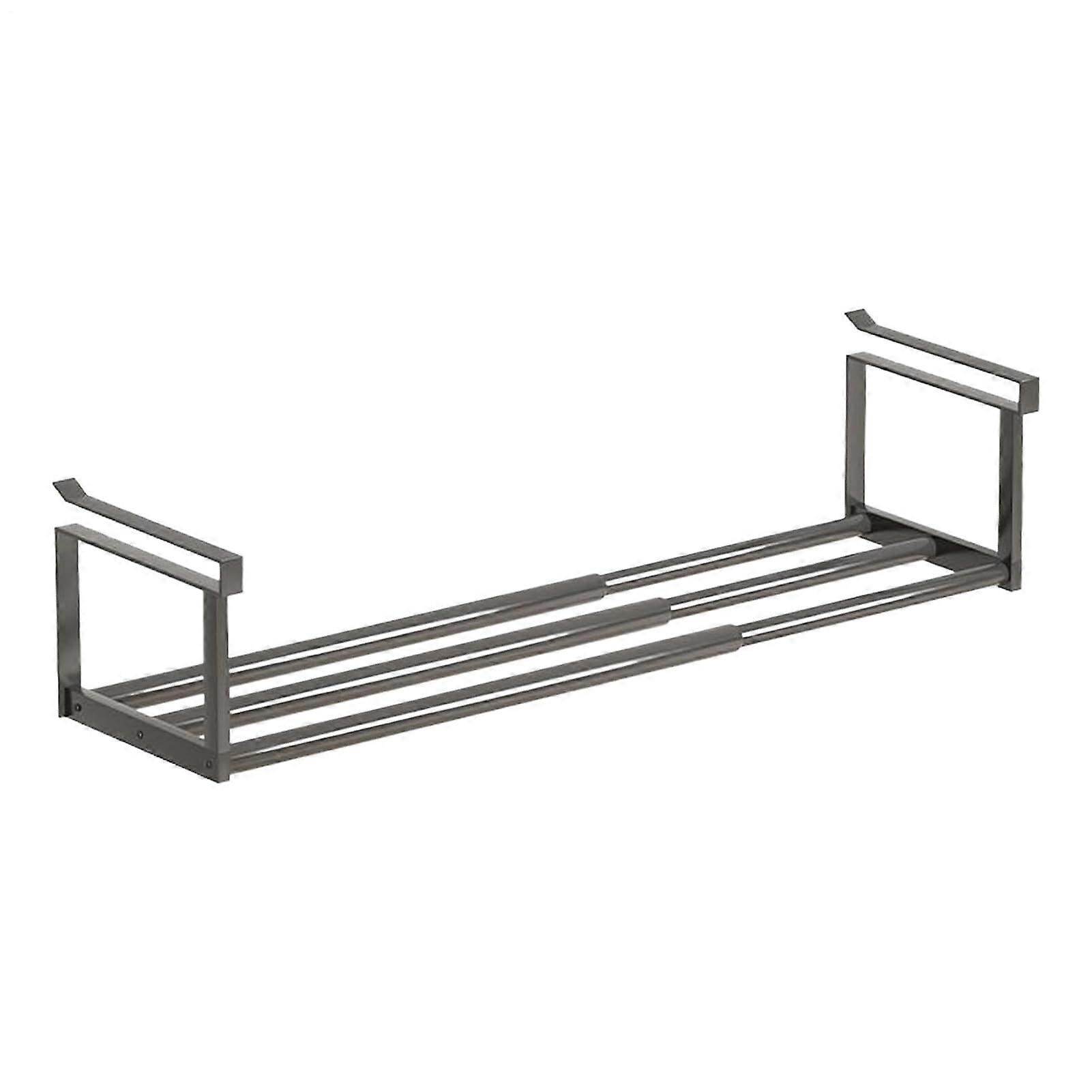 Expandable Shoe Rack with Telescopic Vertical Storage, 27.56 Inch Under Cabinet Shelf for Garage Dorm, Black