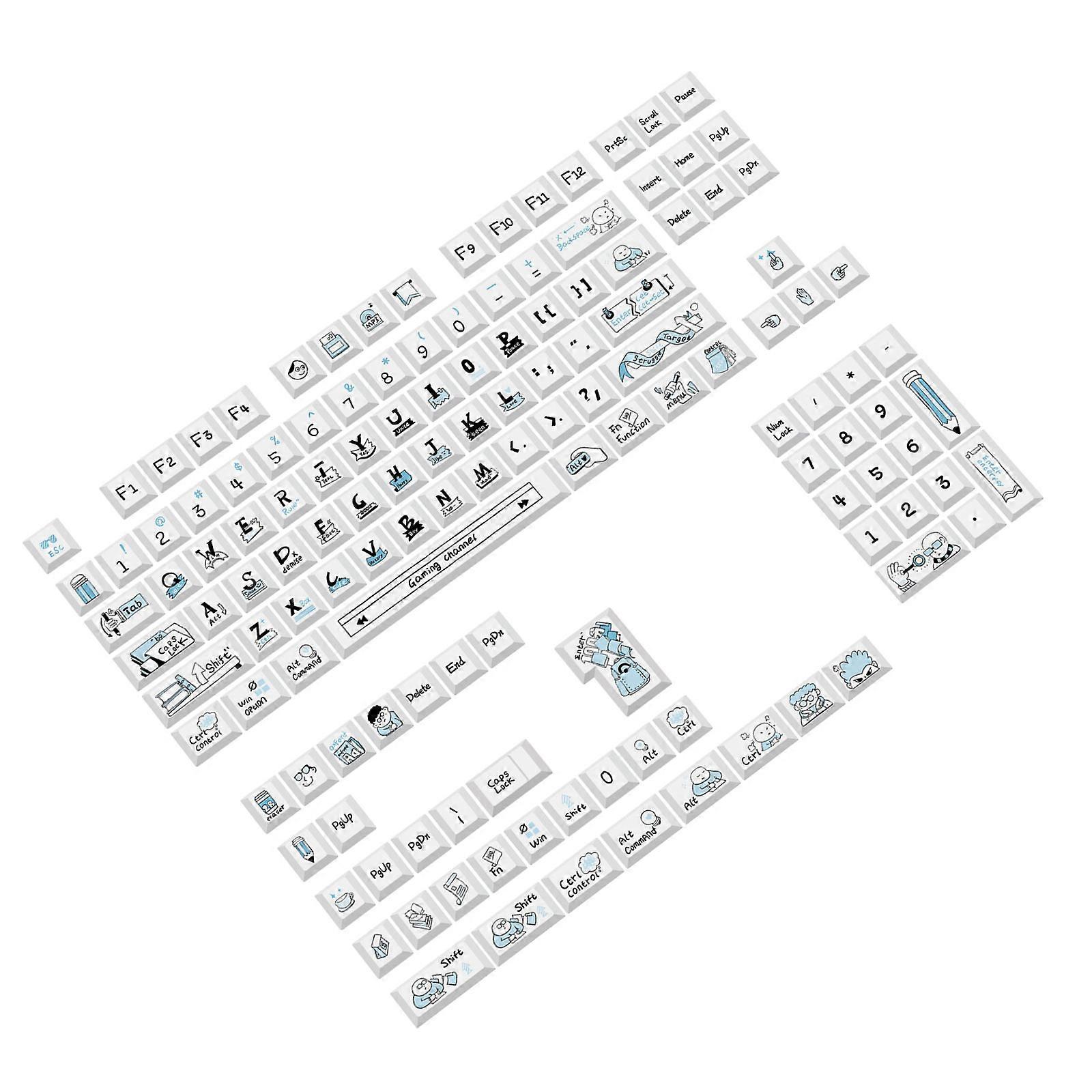 136 Keys Sea Salt Keycaps Set Original Height PBT Thermal Sublimation for 61 87 98 104 108 Keys Mechanical Key Multicolor