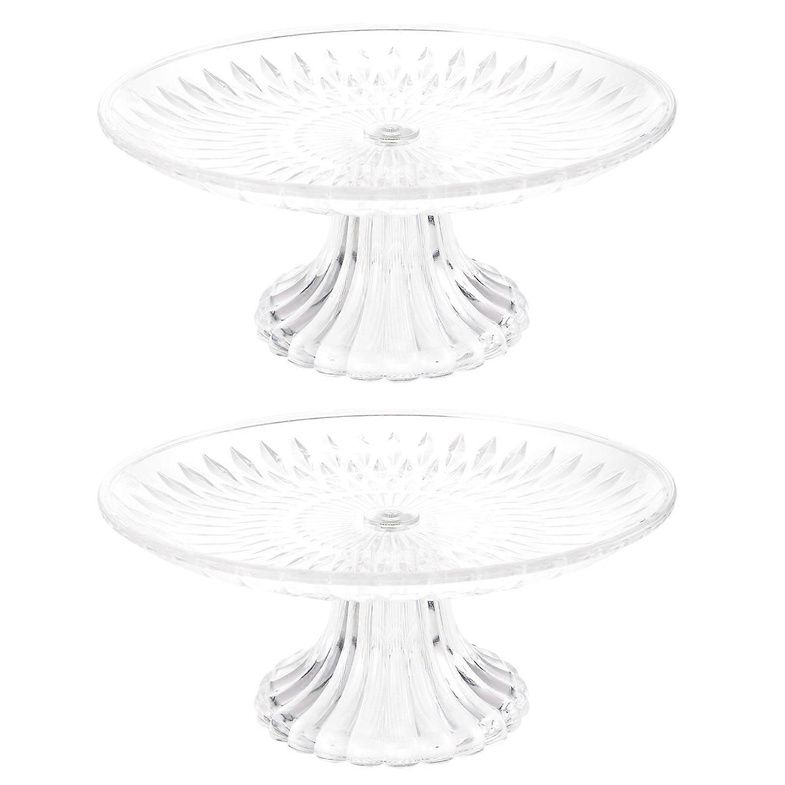 Eease 2pcs Glass Footed Cake Display Rack Fruit Storage Plate Clear Platter