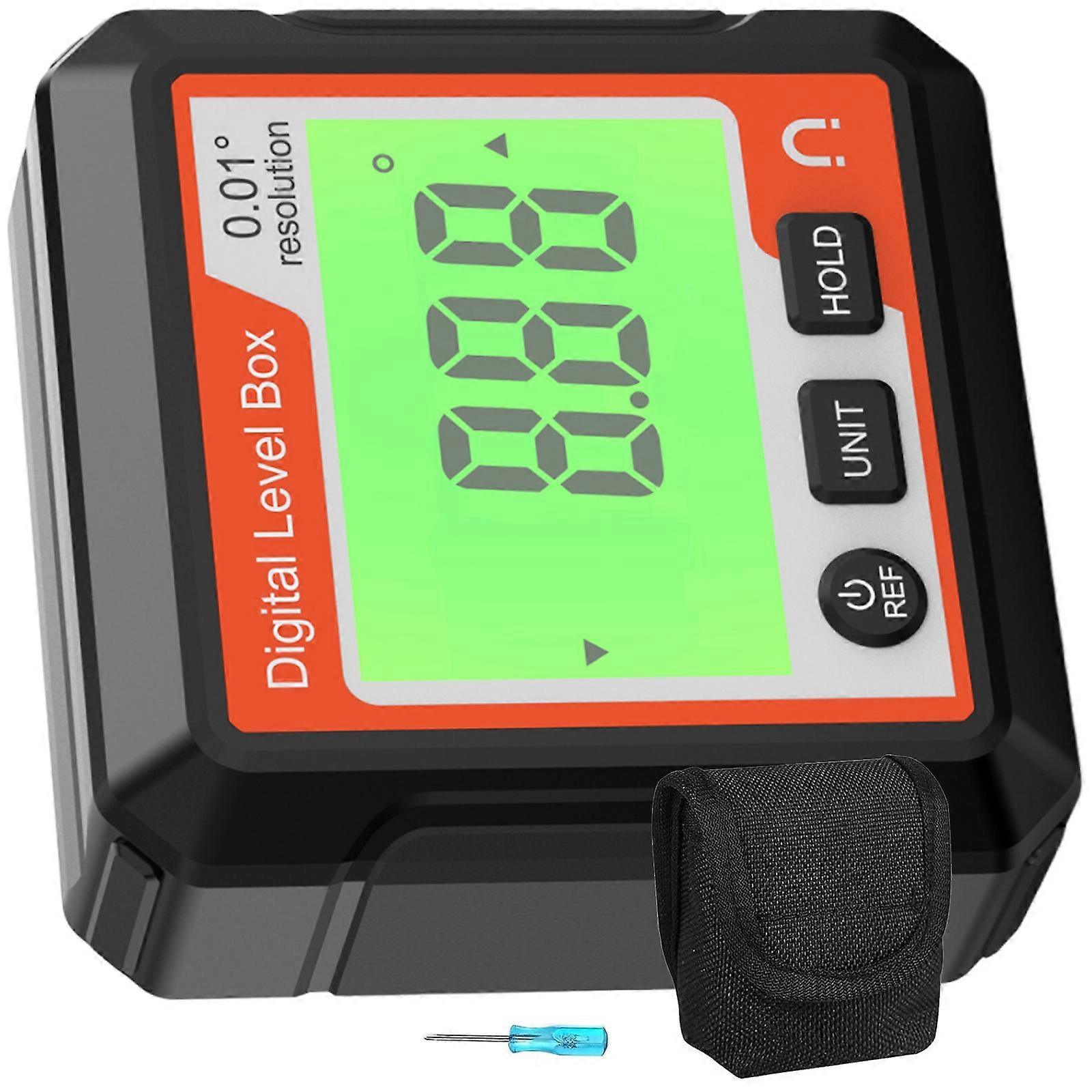 Professional Digital Protractor 360 Rotation Measurement Tool Level Ergonomic Design for Carpentry Metal Fabrication  Red and white