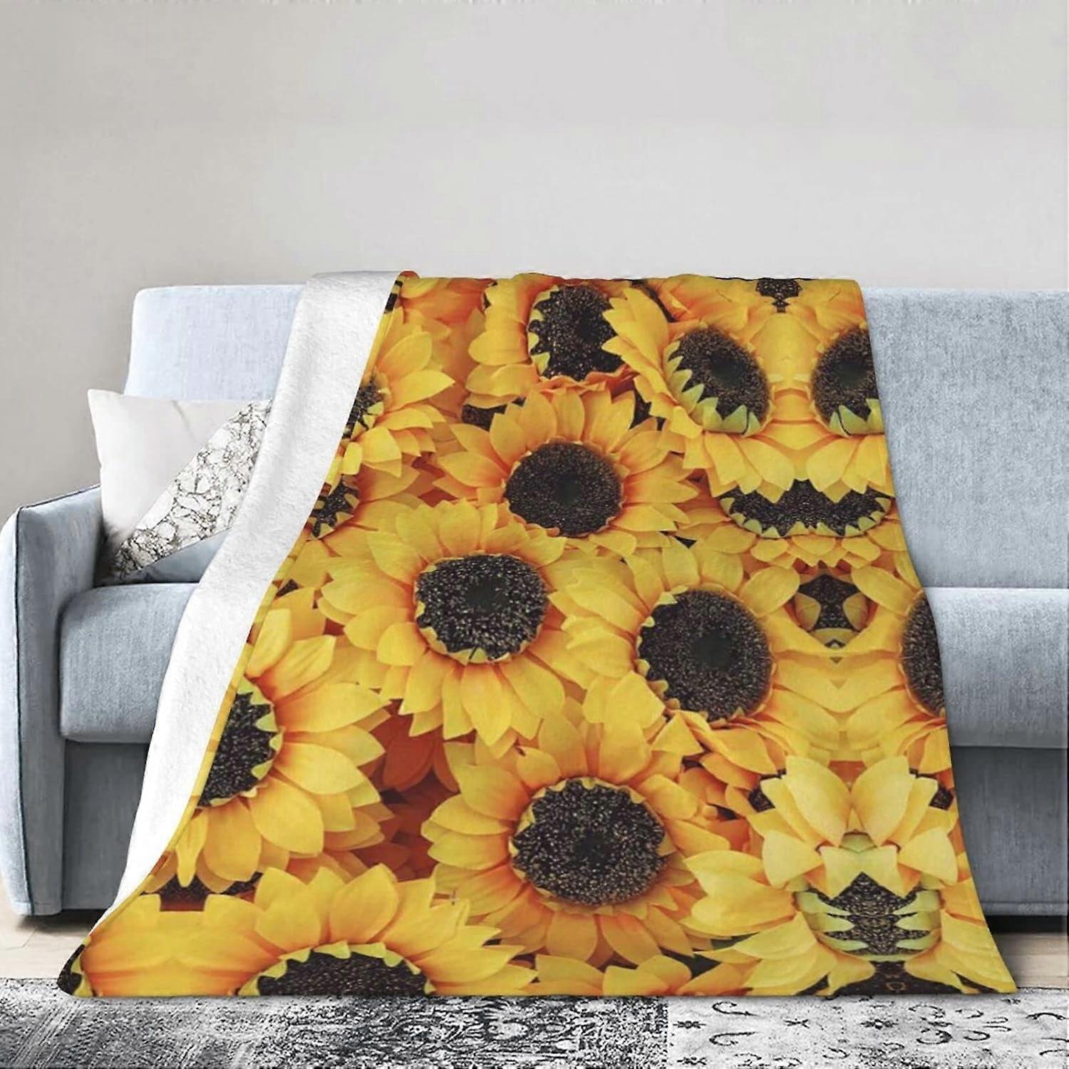 Sunflower Blanket Air Conditioning Blanket Blanket Soft, Flowe Throw Blanket Flannel Womens Blanket(60"x50")