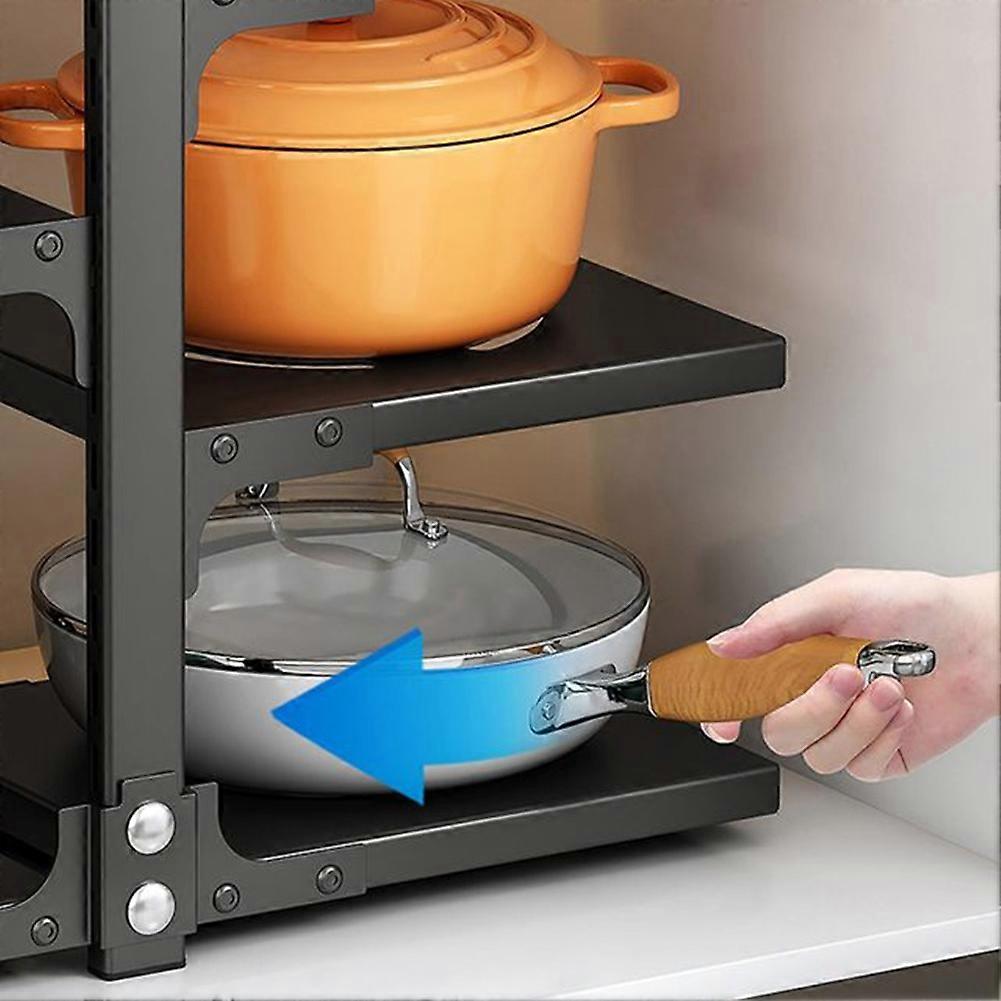 Adjustable Pot Organizer Rack - Space-Saving, Rustproof Storage for Pans, Pots & Lids - Under Cabinet Kitchen Solution