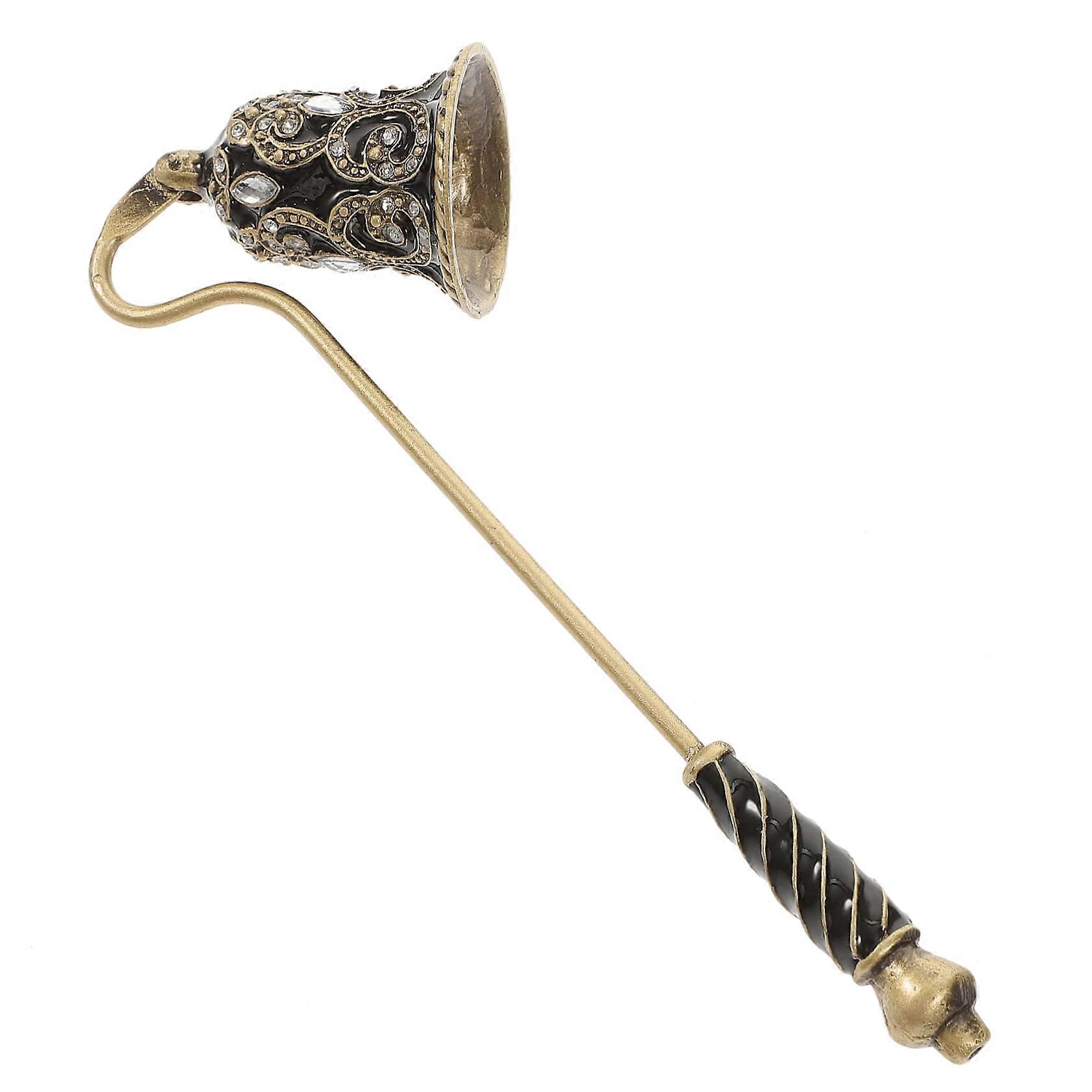 Candle Snuffer with Long Handle and Flower Design Rhinestone Extinguisher for Weddings and Birthdays