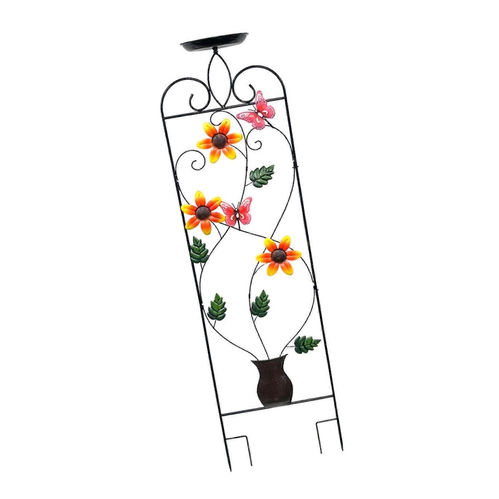 Bird Bath with Garden Trellis and Plant Support, Heavy Duty Bird Feeder Station for Lawn and Yard