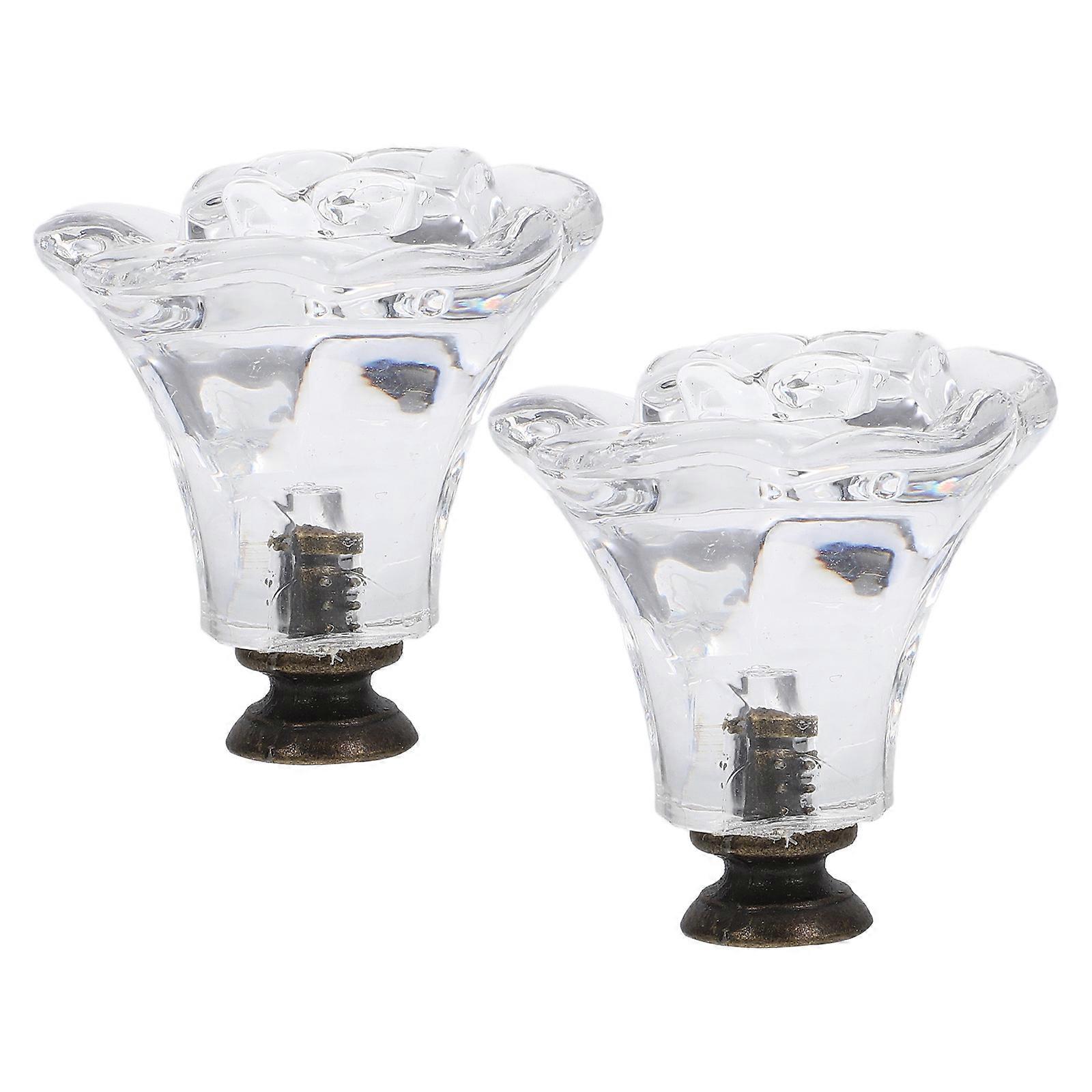 Acrylic Flower Knobs for Dresser Drawers and Cabinets Transparent Elegant Hardware 2pcs
