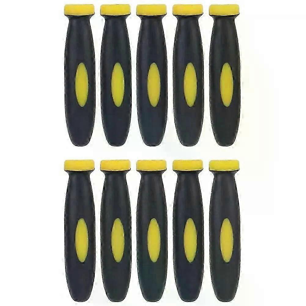 10Pcs Rubber File Handle Reusable Quickly Installed Handle 3mm Hole Diameter For Files Handles Grip Yellow Black