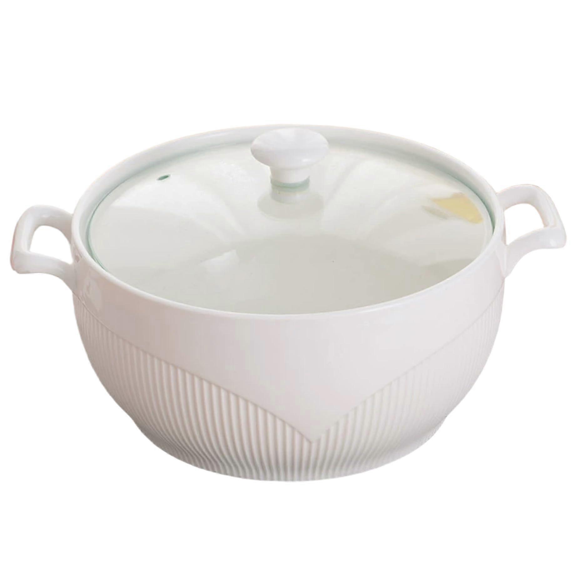 Ceramic Soup Tureen 2600ml Large Serving Bowl with Lid, Microwave and Dishwasher Safe, Handles