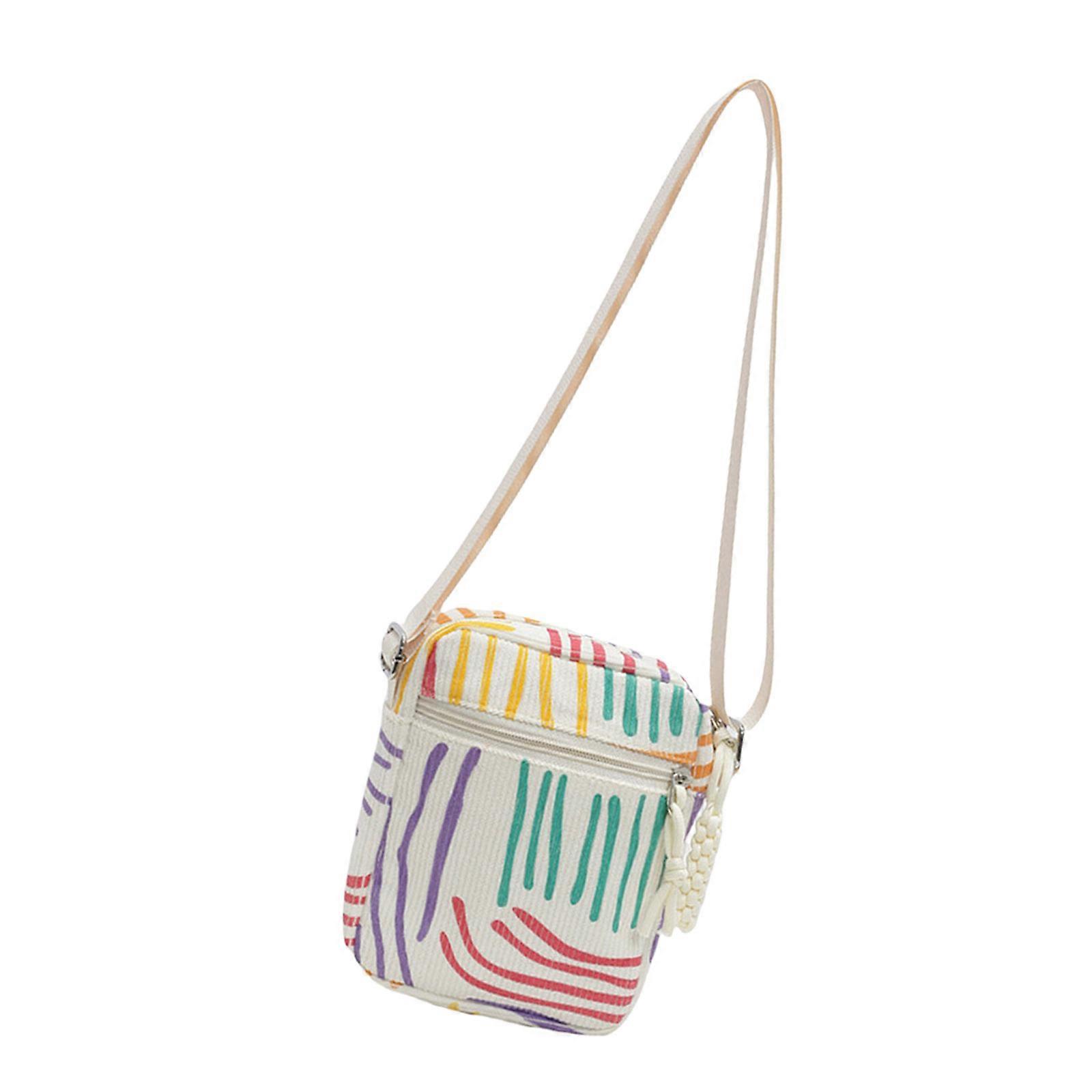 Women's Small Corduroy Shoulder Bag Strawberry Print Crossbody Purse Satchel with Adjustable Strap for Everyday Use Multicolor