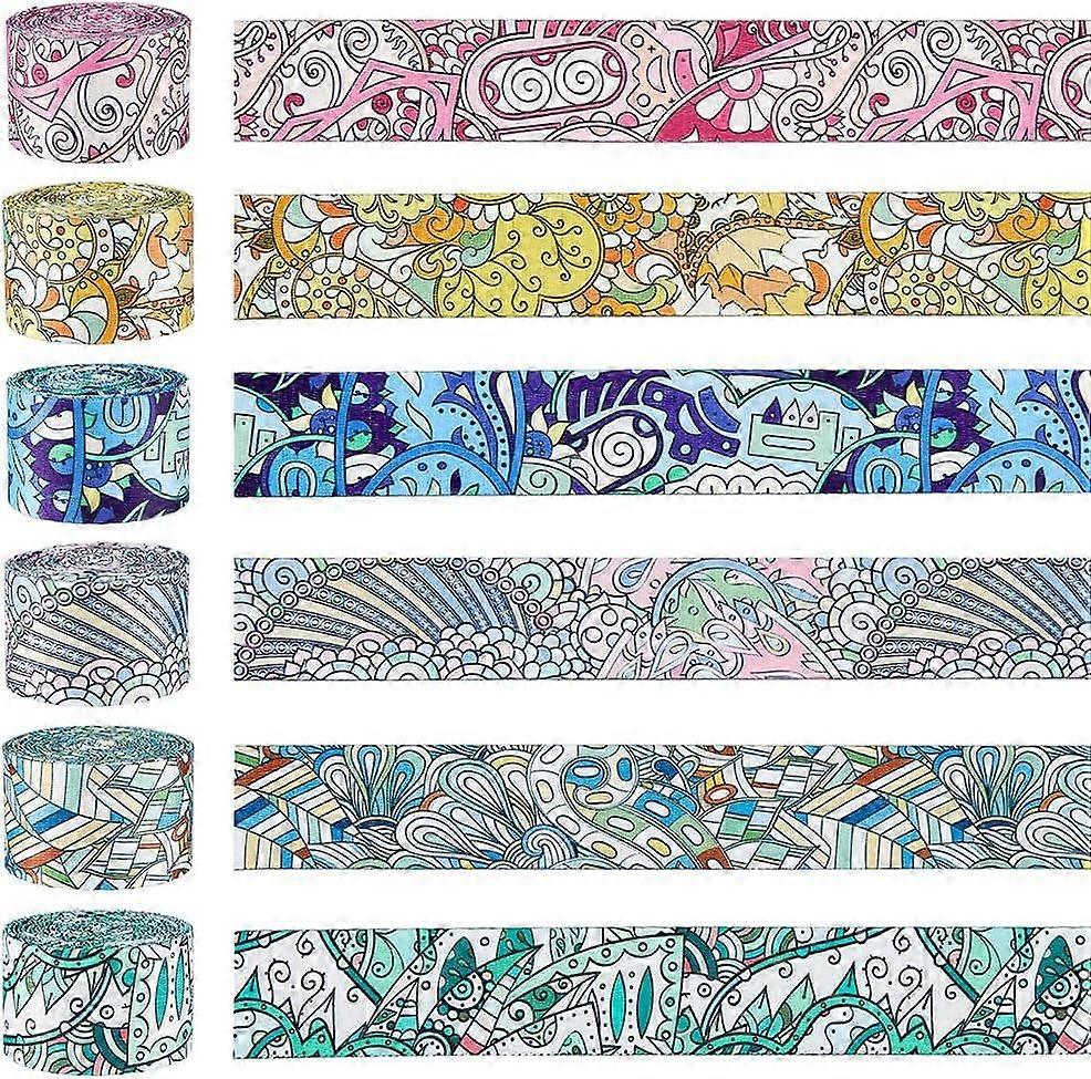 6 Rolls Patterned Polyester Webbing Belt 1.49inch Vintage Jacquard Ribbon Trim Colorful Webbing Straps Boho Persian Tape for Seatbelt Bags Backpacks H