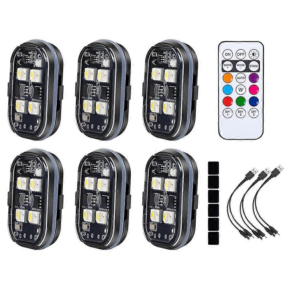 6PCS Wireless LED Strobe Lights with Remote Control, 350 MAh USB Rechargeable 8-Color High Brightness Waterproof