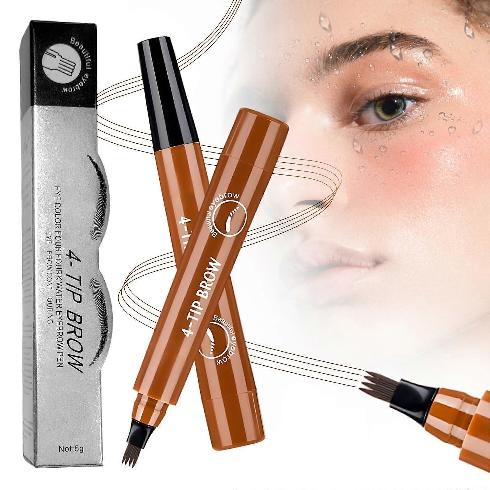 Waterproof Microblading Eyebrow Pencil with Microfork Tip, Light Brown LongLasting Natural Brow Pen